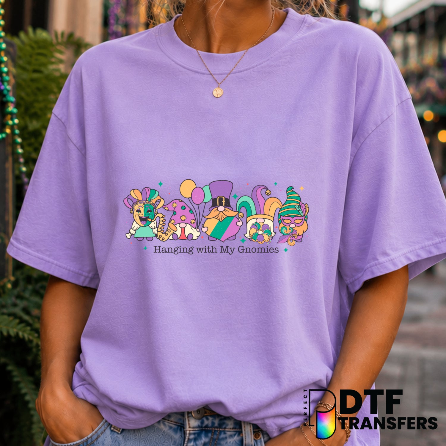 Hanging With My Gnomies Mardi Gras – DTF Transfer (view 1 of 2) – by Perfect DTF Transfers – Premade DTF Transfers – Mardi...