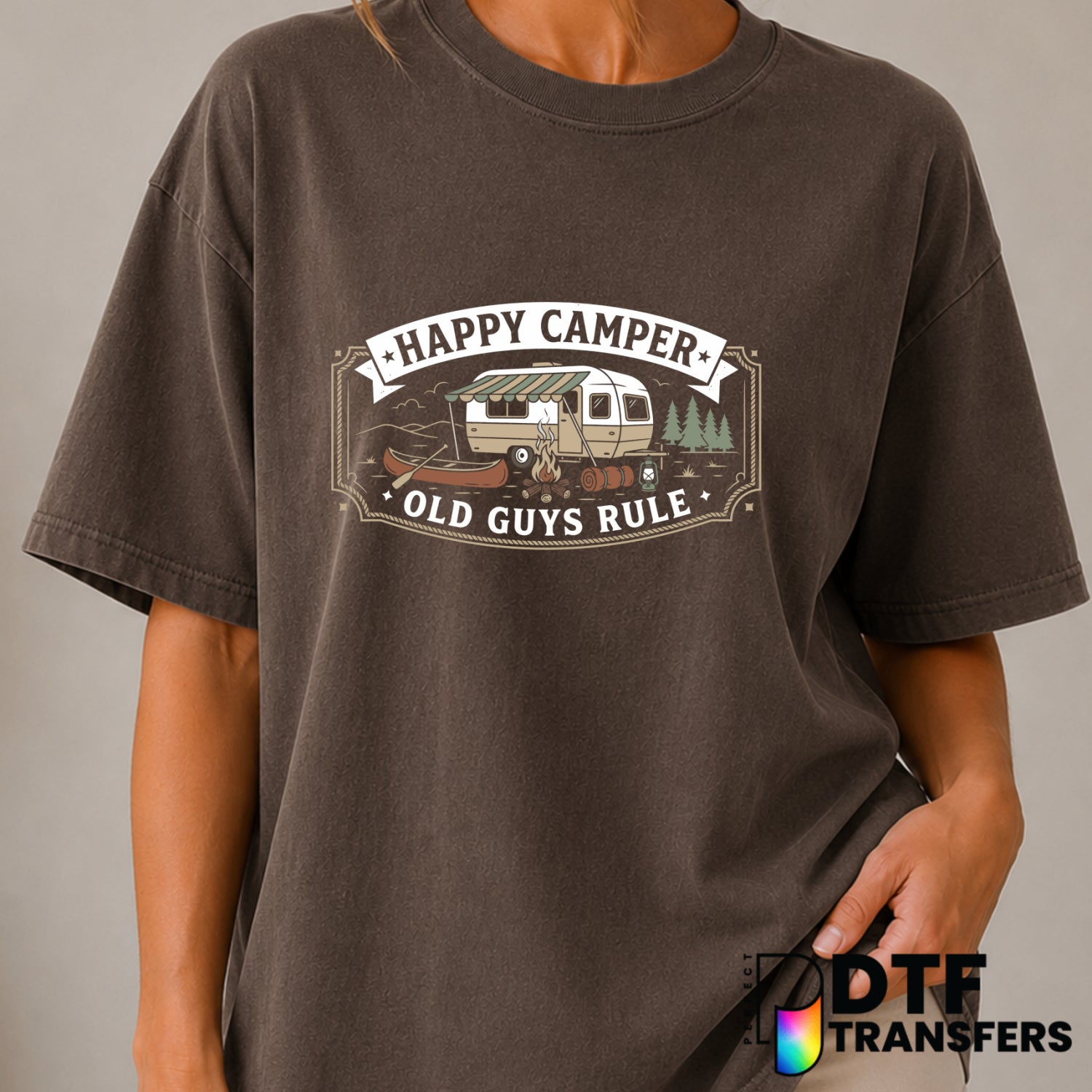 Happy Camper Old Guys Rule – Camping DTF Transfer (view 1 of 2) – by Perfect DTF Transfers – Premade DTF Transfers – Campi...