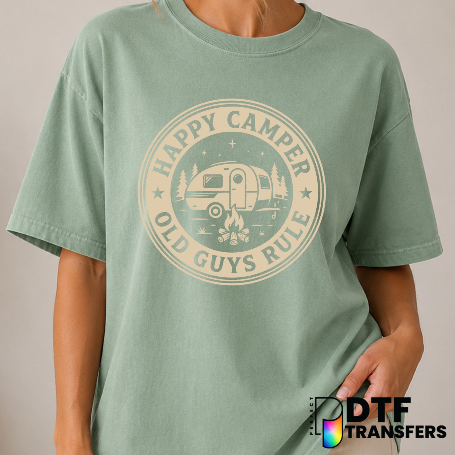 Happy Camper Old Guys Rule – Camping DTF Transfer (view 2 of 2) – by Perfect DTF Transfers – Premade DTF Transfers – Campi...