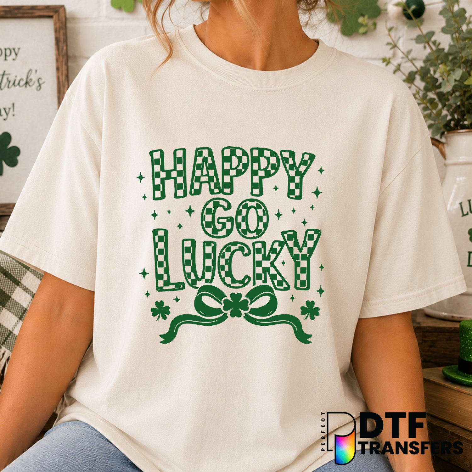 Happy Go Lucky – St. Patrick's Day DTF Transfer (view 2 of 2) – by Perfect DTF Transfers – Premade DTF Transfers – St. Pat...