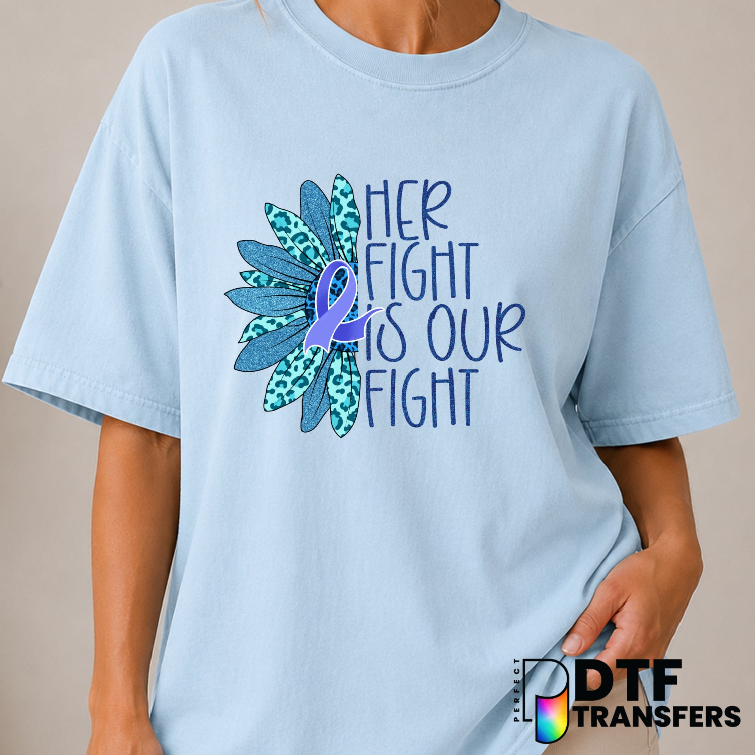 Her Fight Is Our Fight – Diabetes Awareness DTF Transfer (view 1 of 2) – by Perfect DTF Transfers – Premade DTF Transfers...
