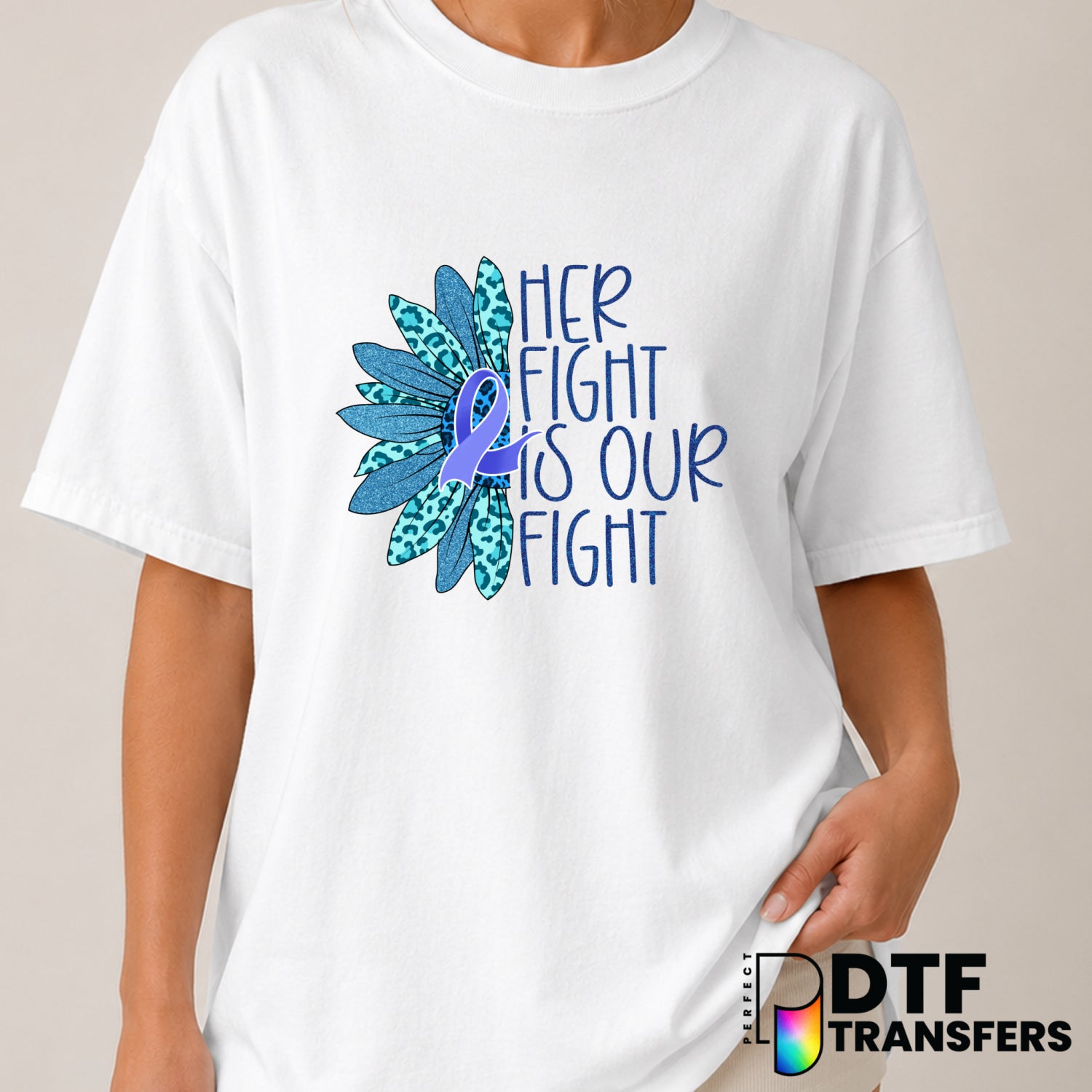 Her Fight Is Our Fight – Diabetes Awareness DTF Transfer (view 2 of 2) – by Perfect DTF Transfers – Premade DTF Transfers...