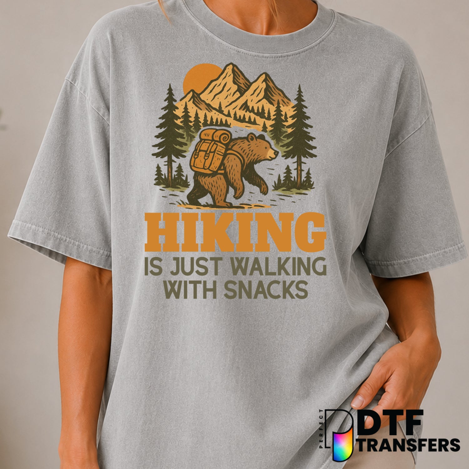 Hiking Is Just Walking With Snacks – Hiking DTF Transfer (view 1 of 2) – by Perfect DTF Transfers – Premade DTF Transfers...