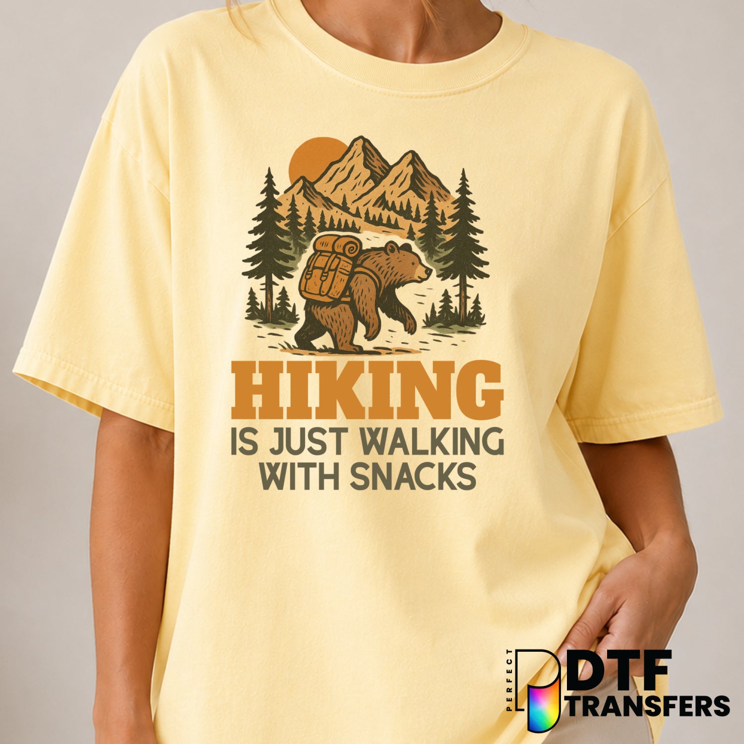 Hiking Is Just Walking With Snacks – Hiking DTF Transfer (view 2 of 2) – by Perfect DTF Transfers – Premade DTF Transfers...