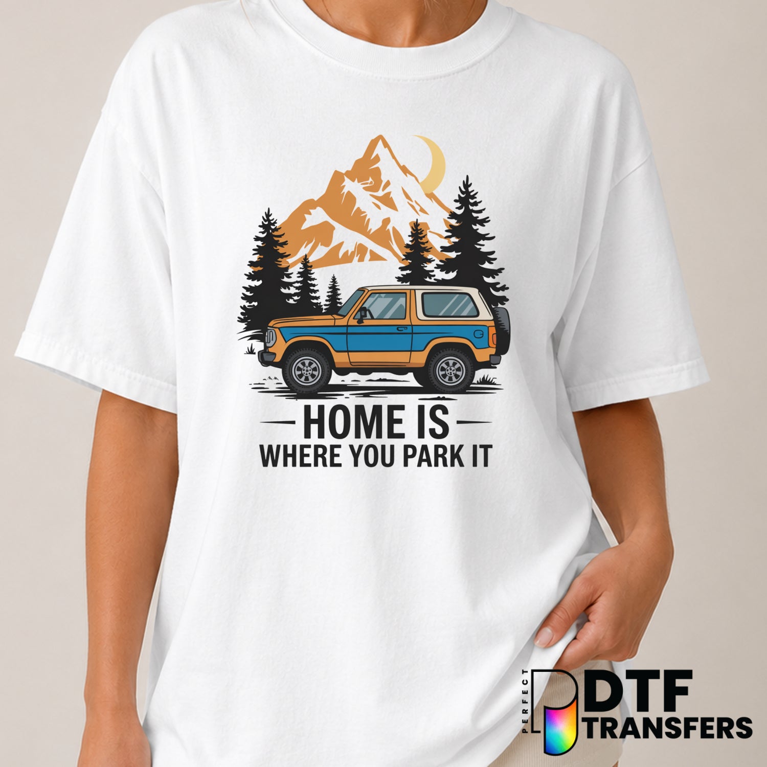 Home Is Where You Park It – Camping DTF Transfer (view 1 of 2) – by Perfect DTF Transfers – Premade DTF Transfers – Campin...