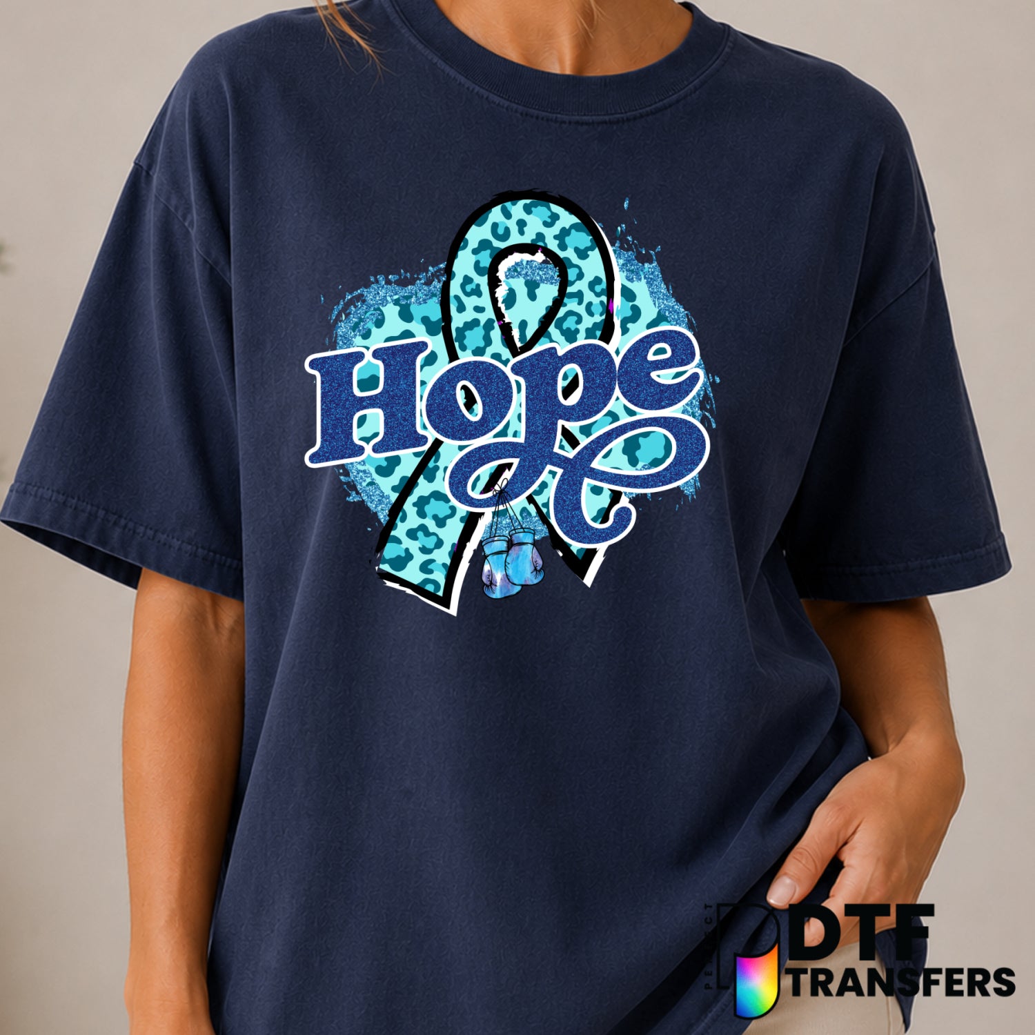 HOPE Boxing Gloves Leopard Print – Diabetes Awareness DTF Transfer (view 2 of 2) – by Perfect DTF Transfers – Premade DTF...