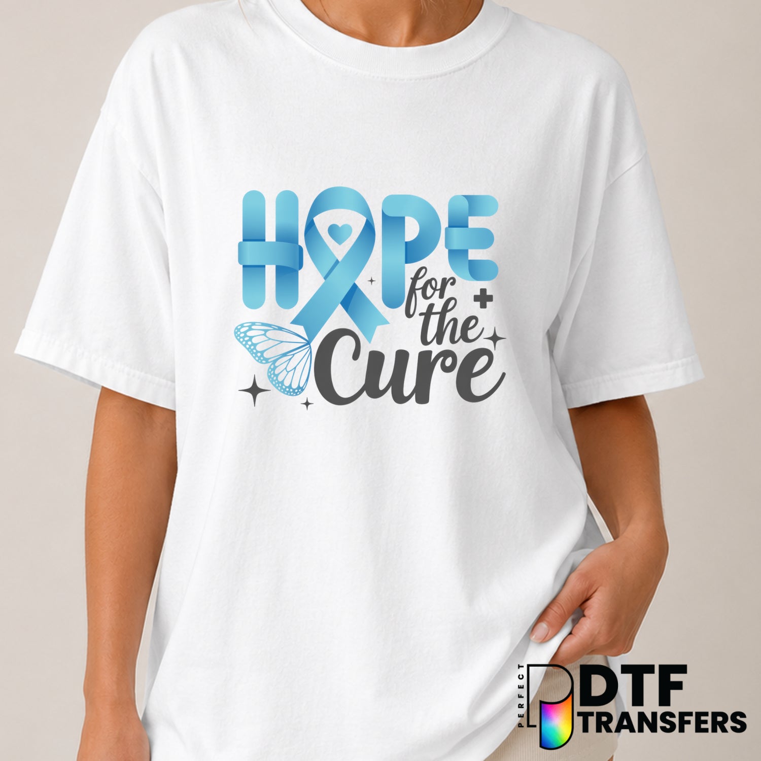 Hope For The Cure – Diabetes Awareness DTF Transfer (view 2 of 2) – by Perfect DTF Transfers – Premade DTF Transfers – Dia...