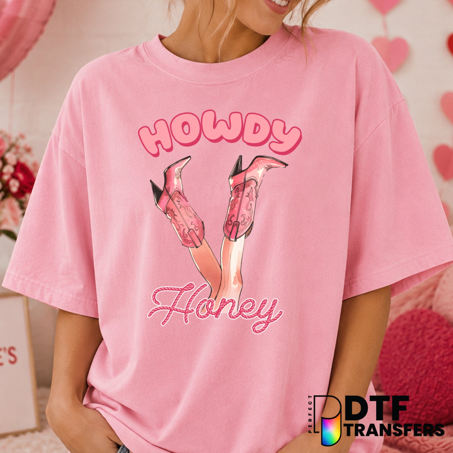 Howdy Honey – Valentine's Day DTF Transfer (view 2 of 2) – by Perfect DTF Transfers – Premade DTF Transfers – Valentine's...