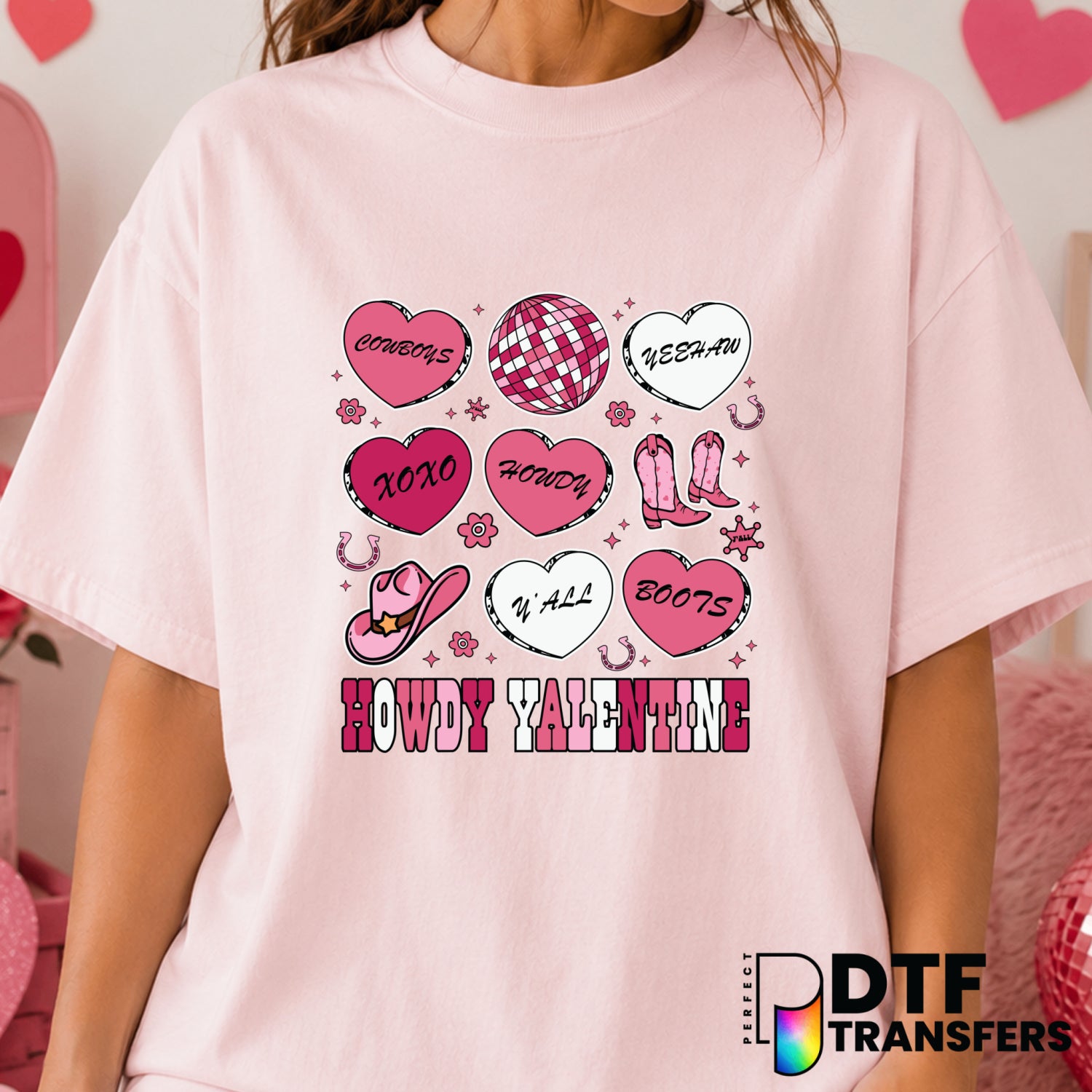 Howdy Valentine's – Valentine's Day DTF Transfer (view 2 of 2) – by Perfect DTF Transfers – Premade DTF Transfers – Valent...