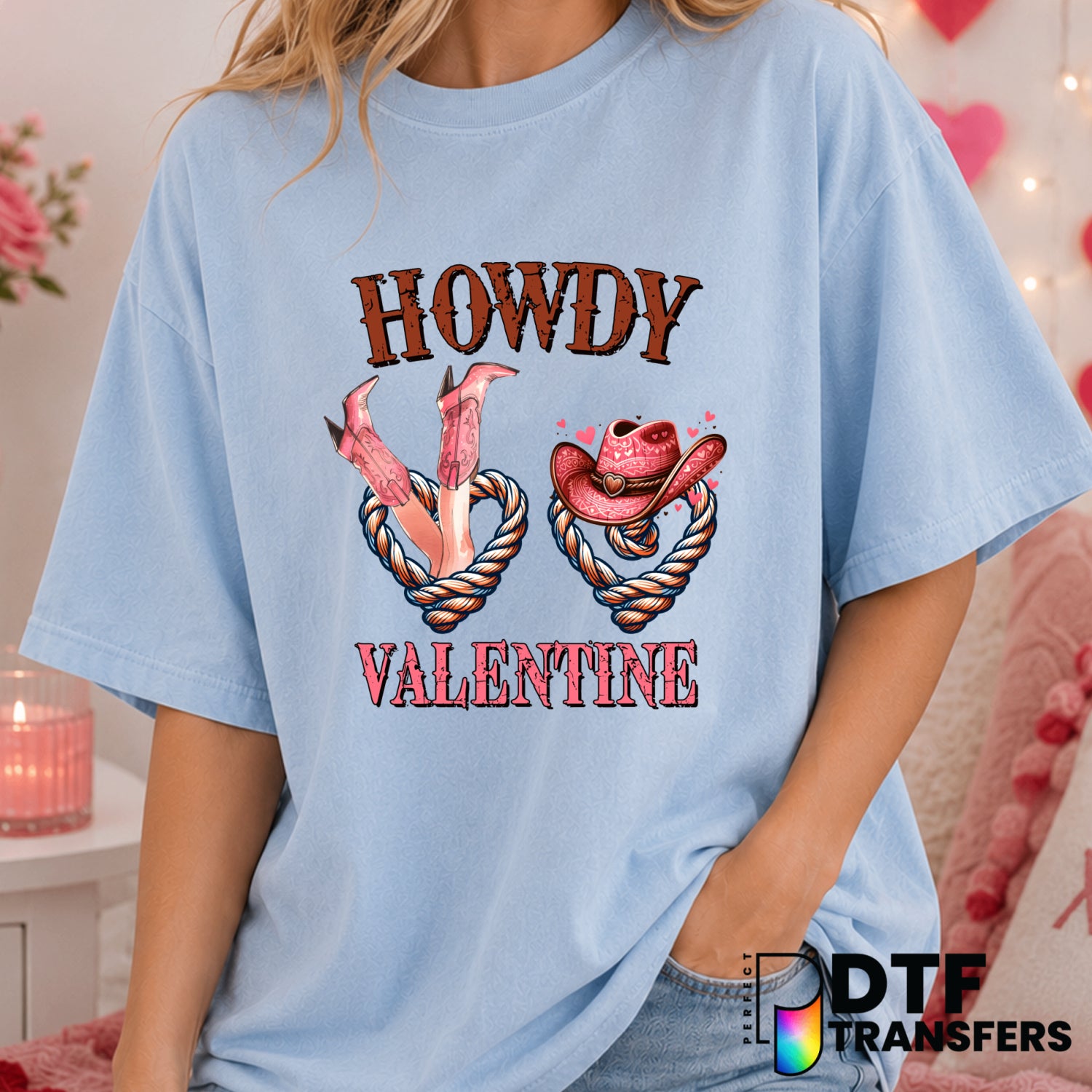 Howdy Valentine – Valentine's Day DTF Transfer (view 1 of 2) – by Perfect DTF Transfers – Premade DTF Transfers – Valentin...