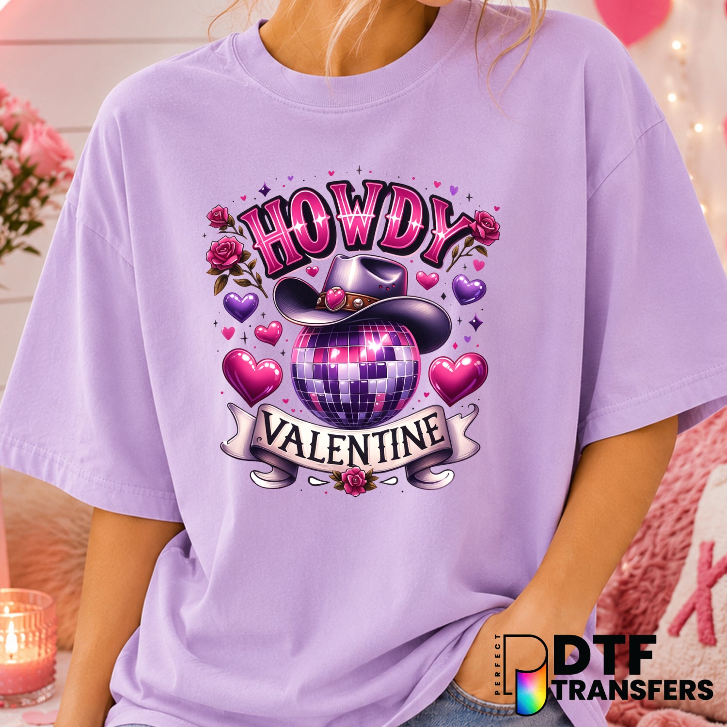 HOWDY VALENTINE – Valentine's Day DTF Transfer (view 1 of 2) – by Perfect DTF Transfers – Premade DTF Transfers – Valentin...