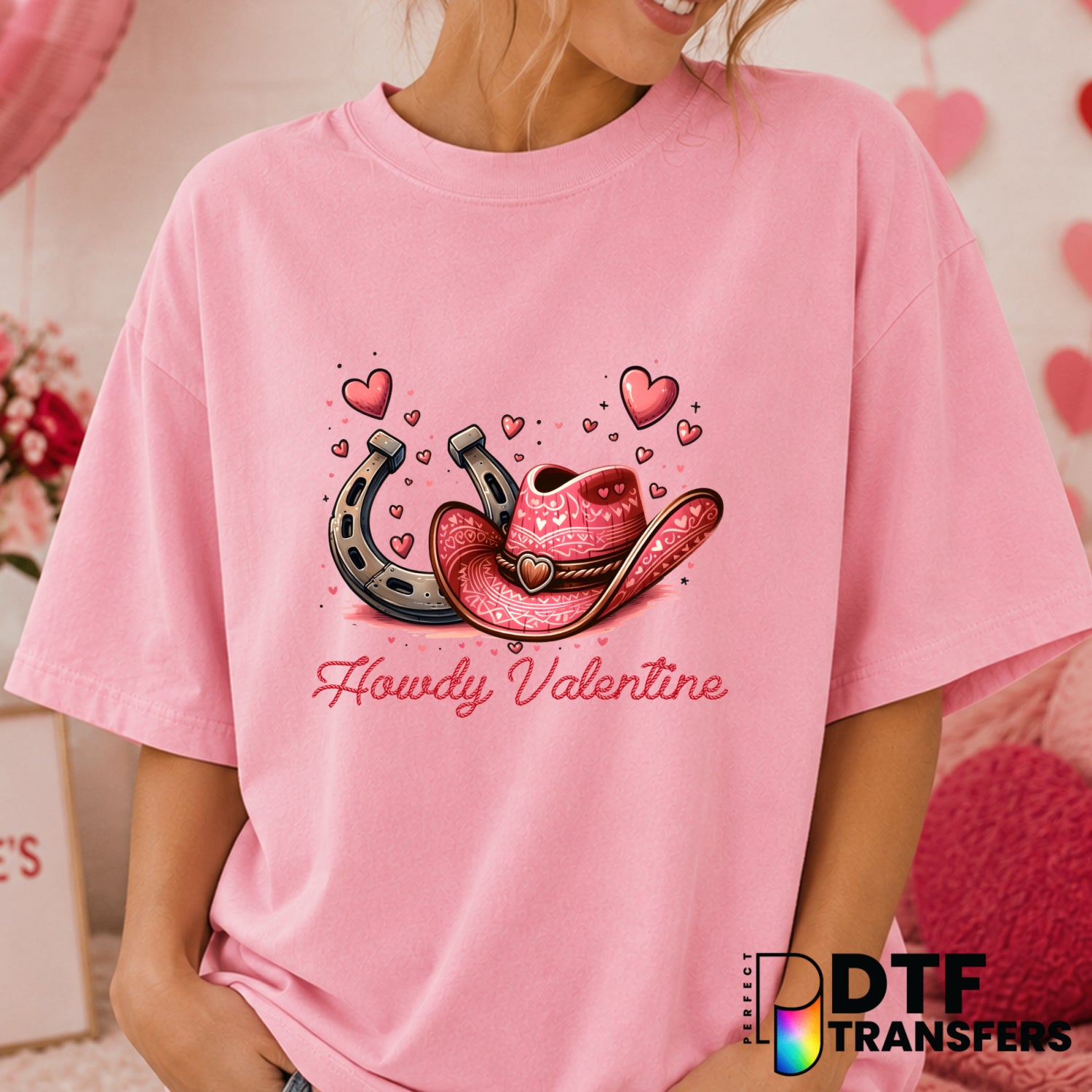 Howdy Valentine – Valentine's Day DTF Transfer (view 1 of 2) – by Perfect DTF Transfers – Premade DTF Transfers – Valentin...