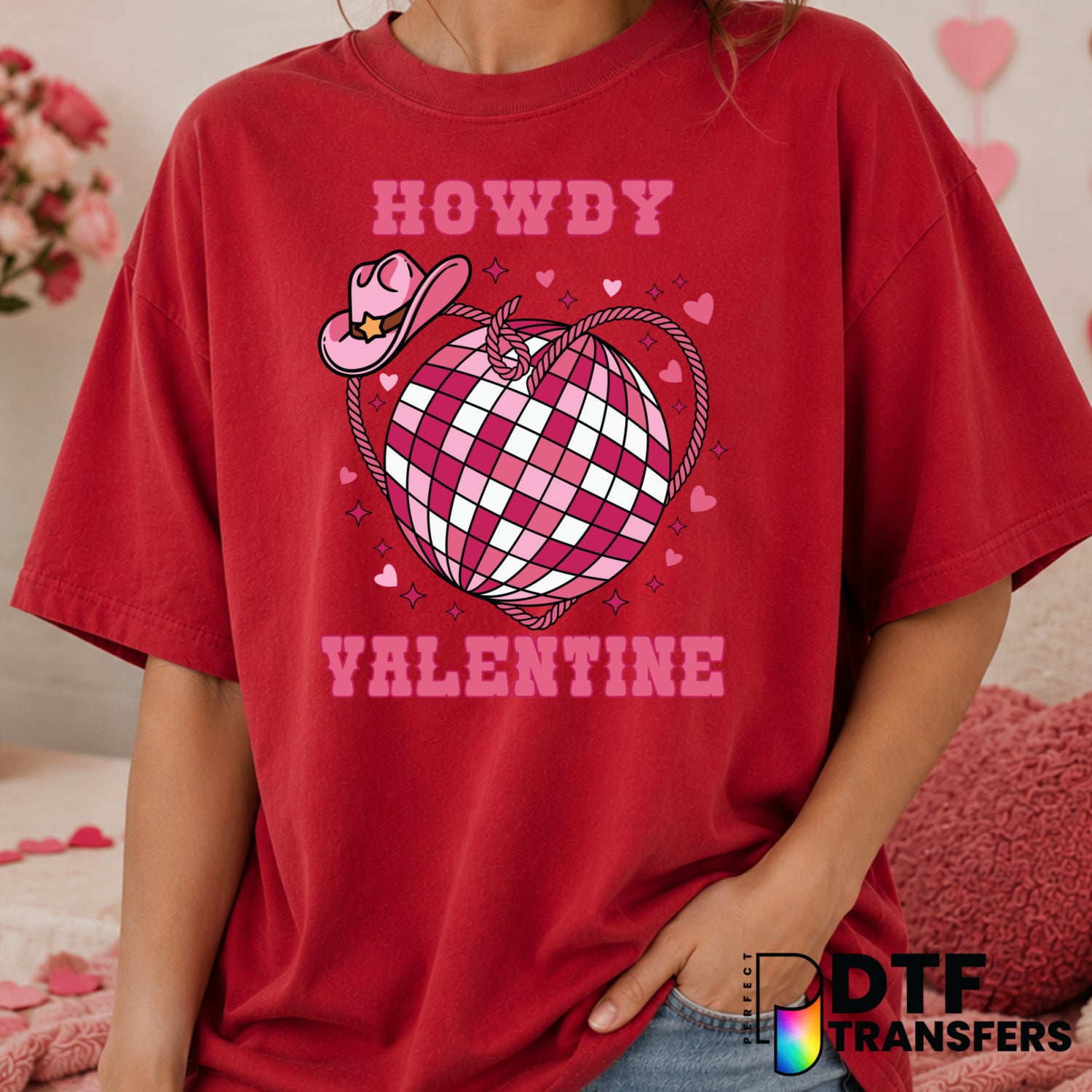 Howdy Valentine – Valentine's Day DTF Transfer (view 1 of 2) – by Perfect DTF Transfers – Premade DTF Transfers – Valentin...