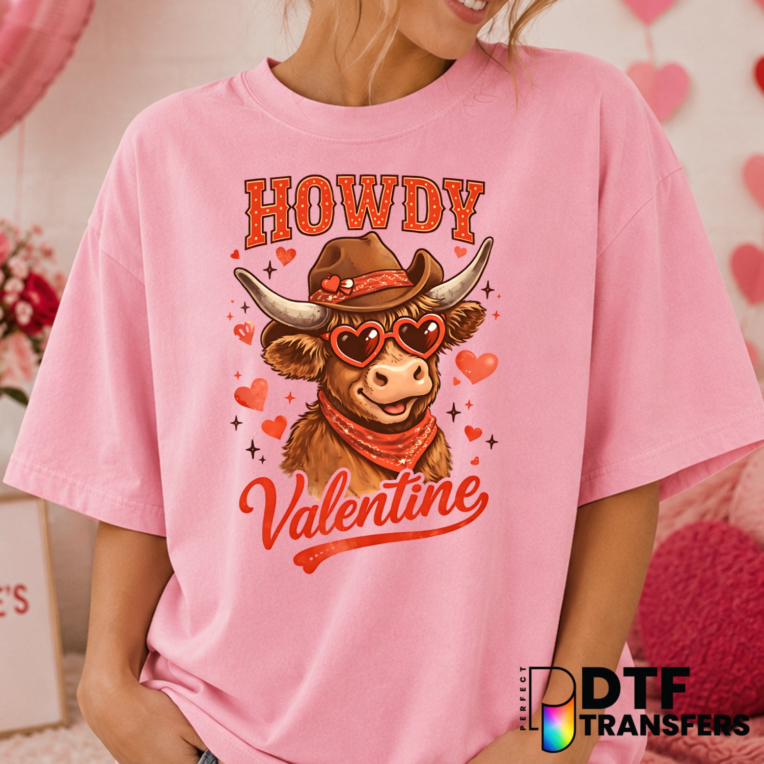 Howdy Valentine – Valentine's Day DTF Transfer (view 1 of 2) – by Perfect DTF Transfers – Premade DTF Transfers – Valentin...