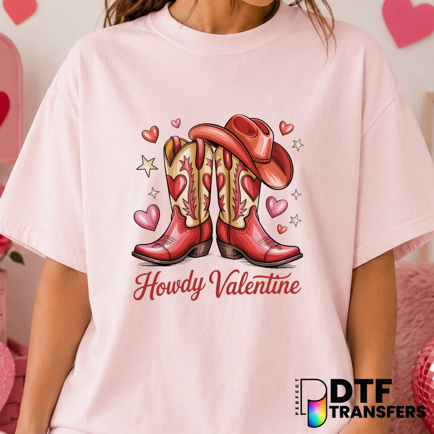 HOWDY VALENTINE – Valentine's Day DTF Transfer (view 2 of 2) – by Perfect DTF Transfers – Premade DTF Transfers – Valentin...