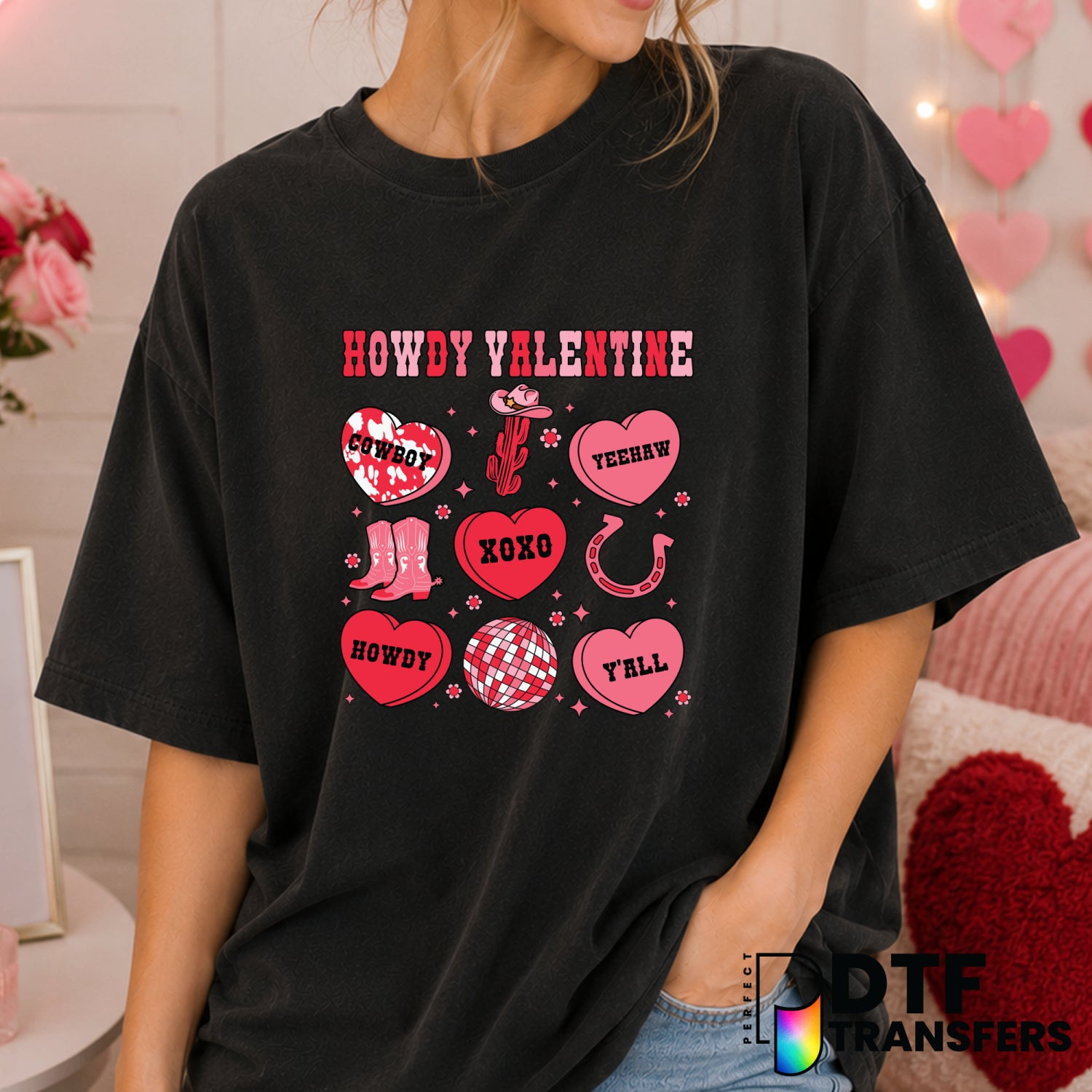 Howdy Valentine – Valentine's Day DTF Transfer (view 2 of 2) – by Perfect DTF Transfers – Premade DTF Transfers – Valentin...