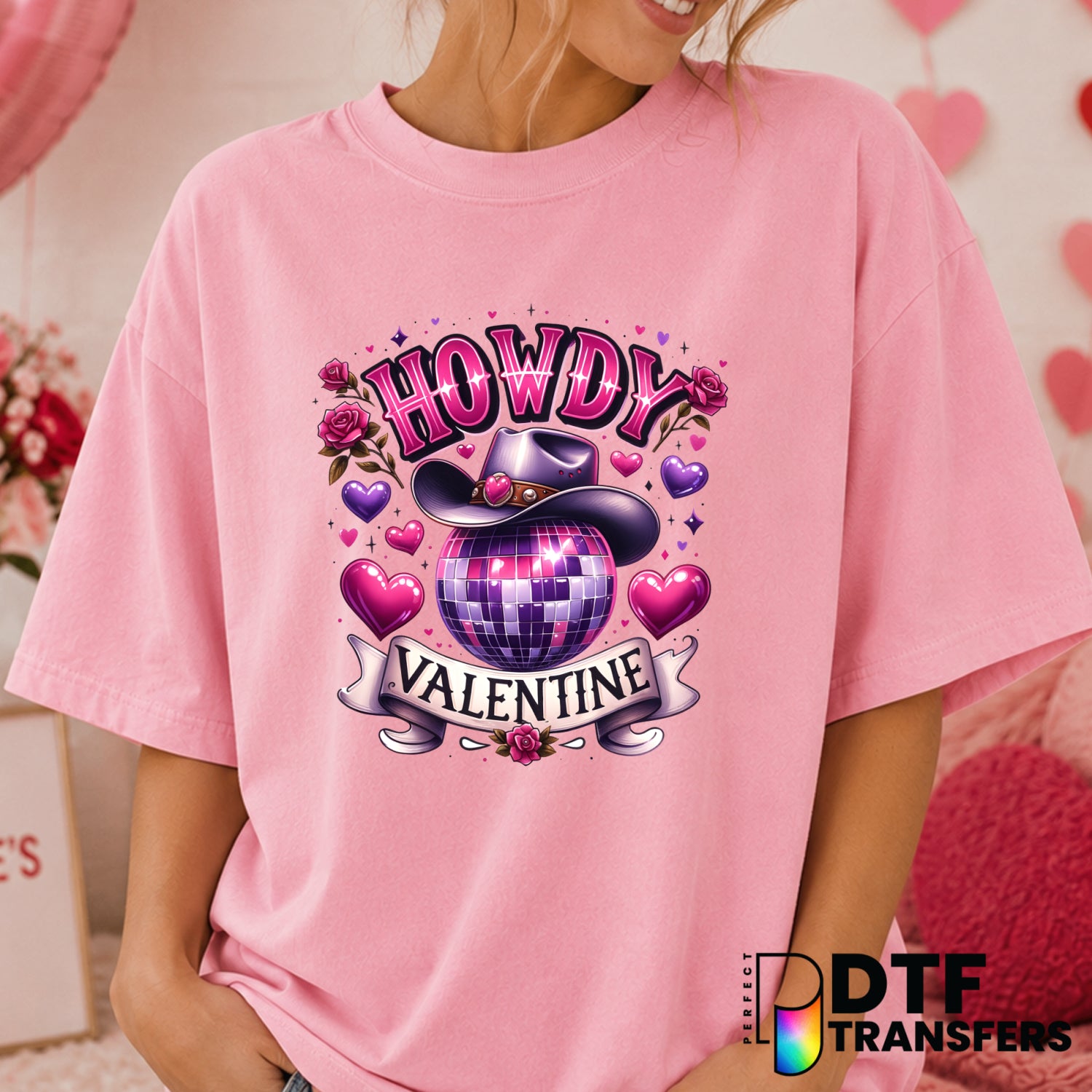HOWDY VALENTINE – Valentine's Day DTF Transfer (view 2 of 2) – by Perfect DTF Transfers – Premade DTF Transfers – Valentin...