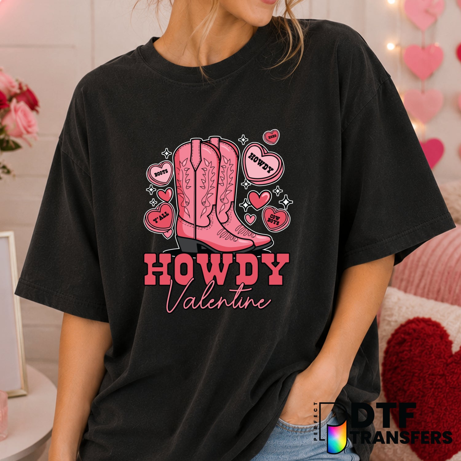 Howdy Valentine – Valentine's Day DTF Transfer (view 2 of 2) – by Perfect DTF Transfers – Premade DTF Transfers – Valentin...