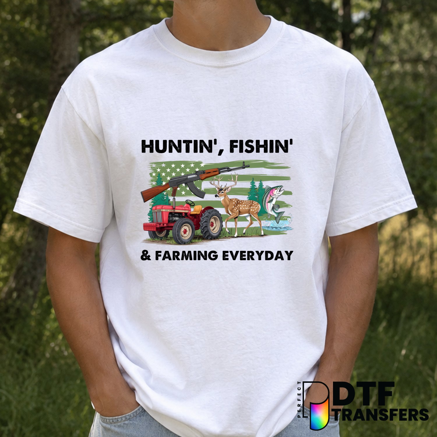 Hunting Fishing Farming Father's Day – DTF Transfer (view 1 of 2) – by Perfect DTF Transfers – Premade DTF Transfers – Fat...