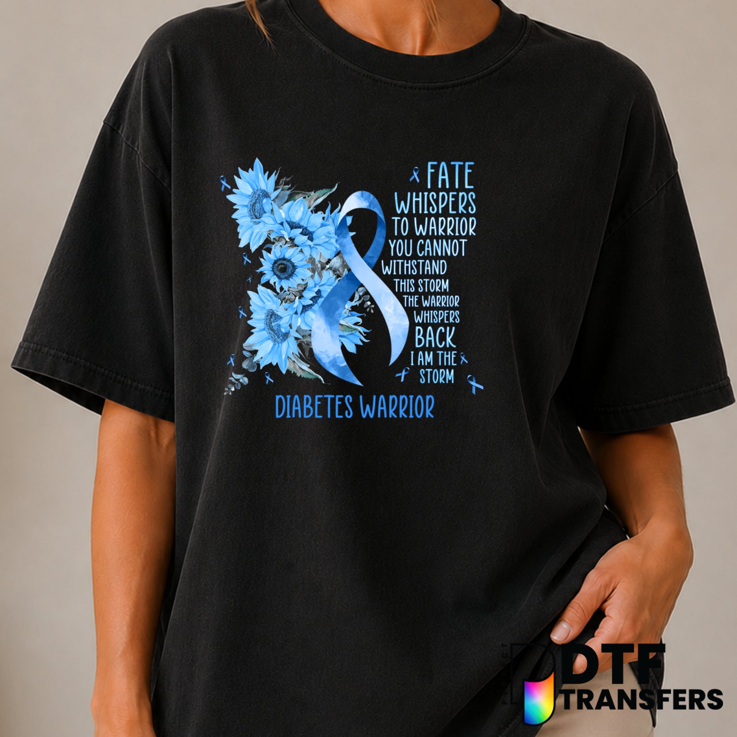 I Am The Storm Diabetes Warrior – DTF Transfer (view 1 of 2) – by Perfect DTF Transfers – Premade DTF Transfers – Diabetes...