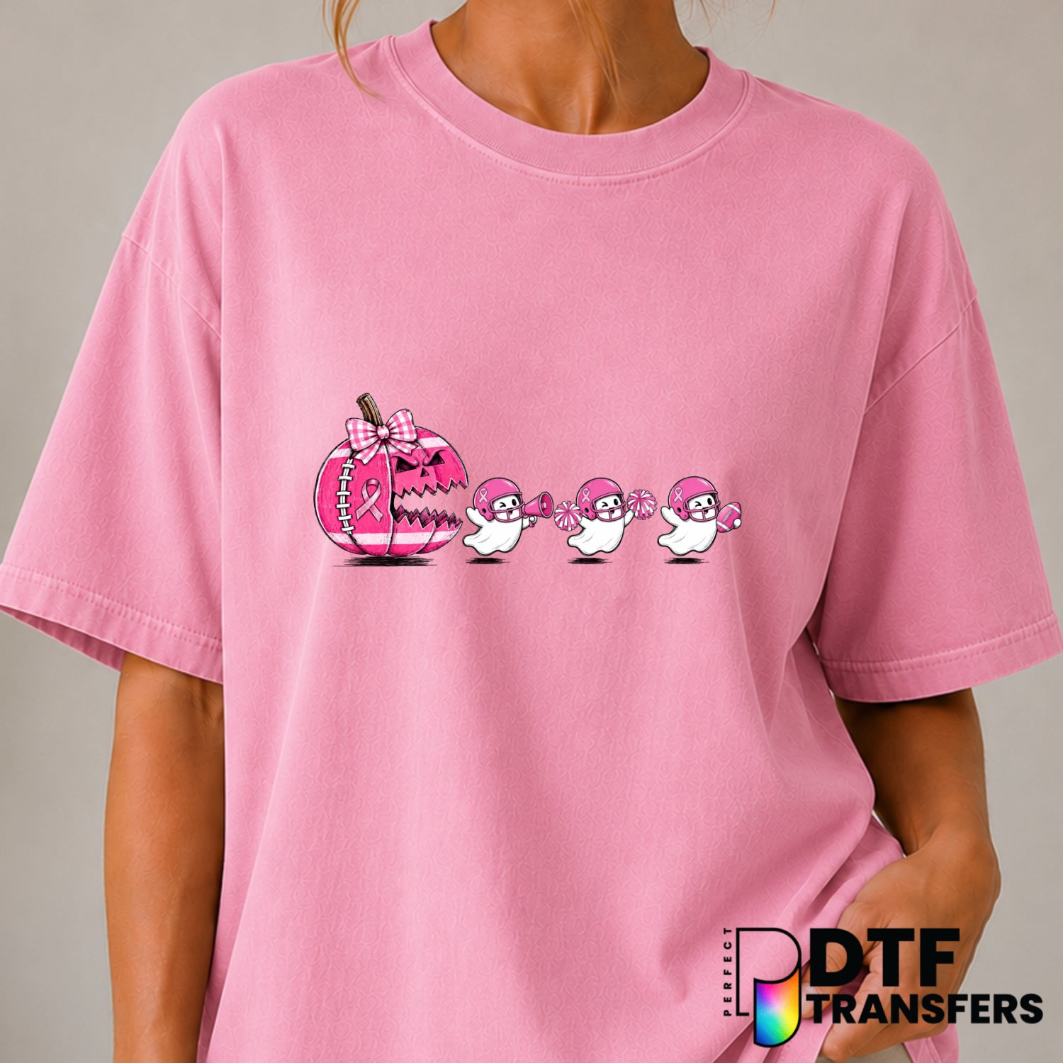 In October We Wear Pink – Breast Cancer Awareness DTF Transfer (view 2 of 2) – by Perfect DTF Transfers – Premade DTF Tran...