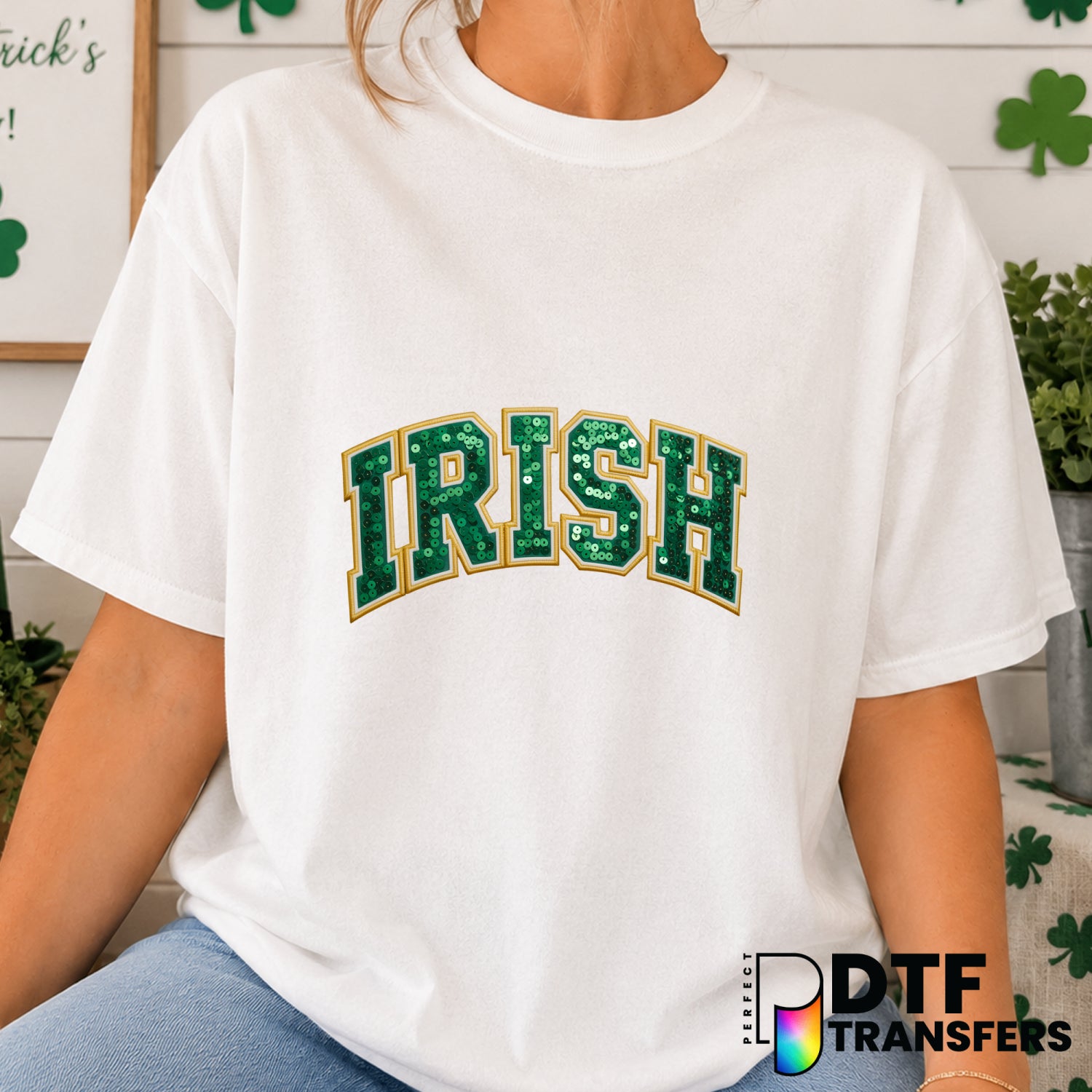 IRISH VARSITY – St. Patrick's Day DTF Transfer (view 2 of 2) – by Perfect DTF Transfers – Premade DTF Transfers – St. Patr...