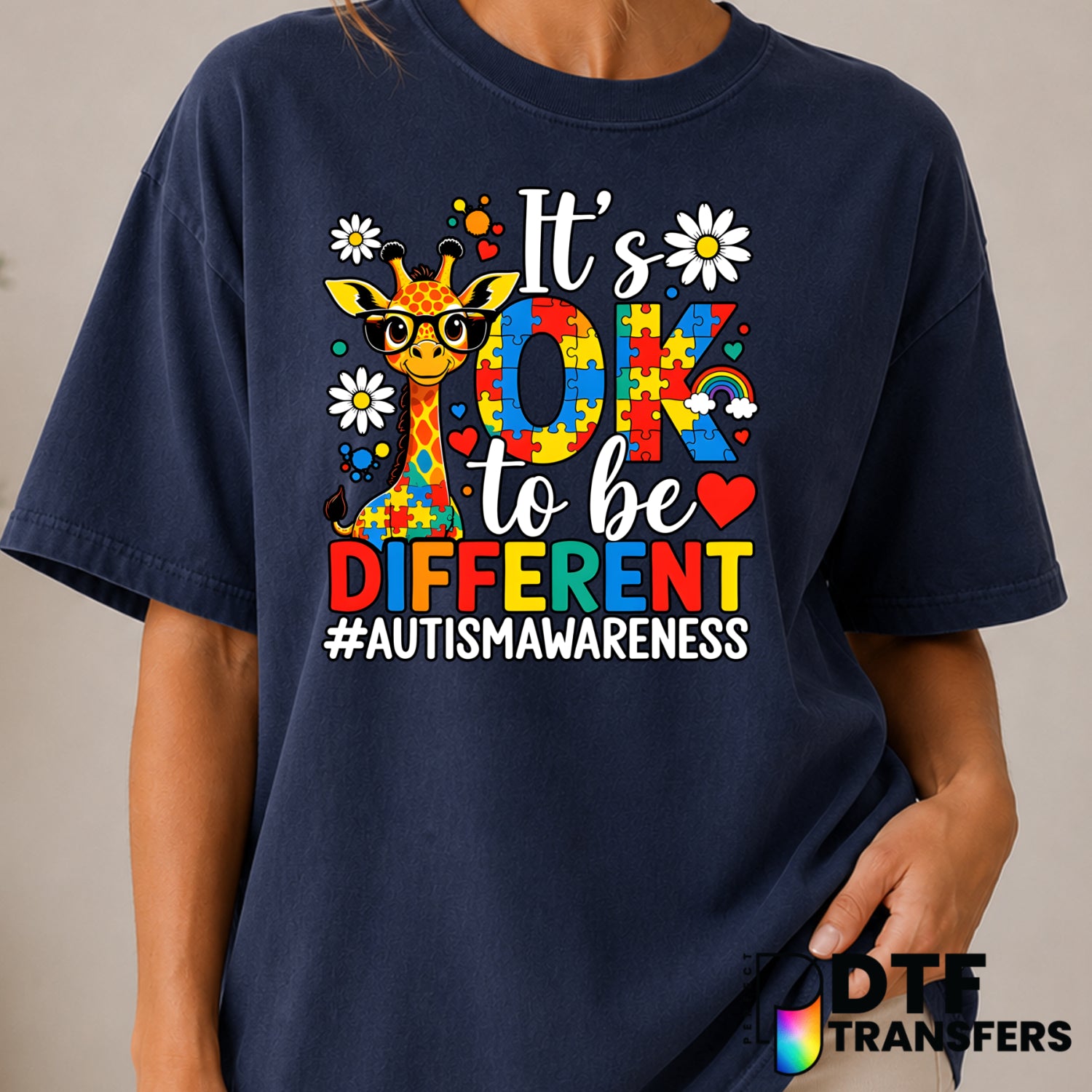 It's Ok to be Different – Autism Awareness DTF Transfer (view 2 of 2) – by Perfect DTF Transfers – Premade DTF Transfers –...