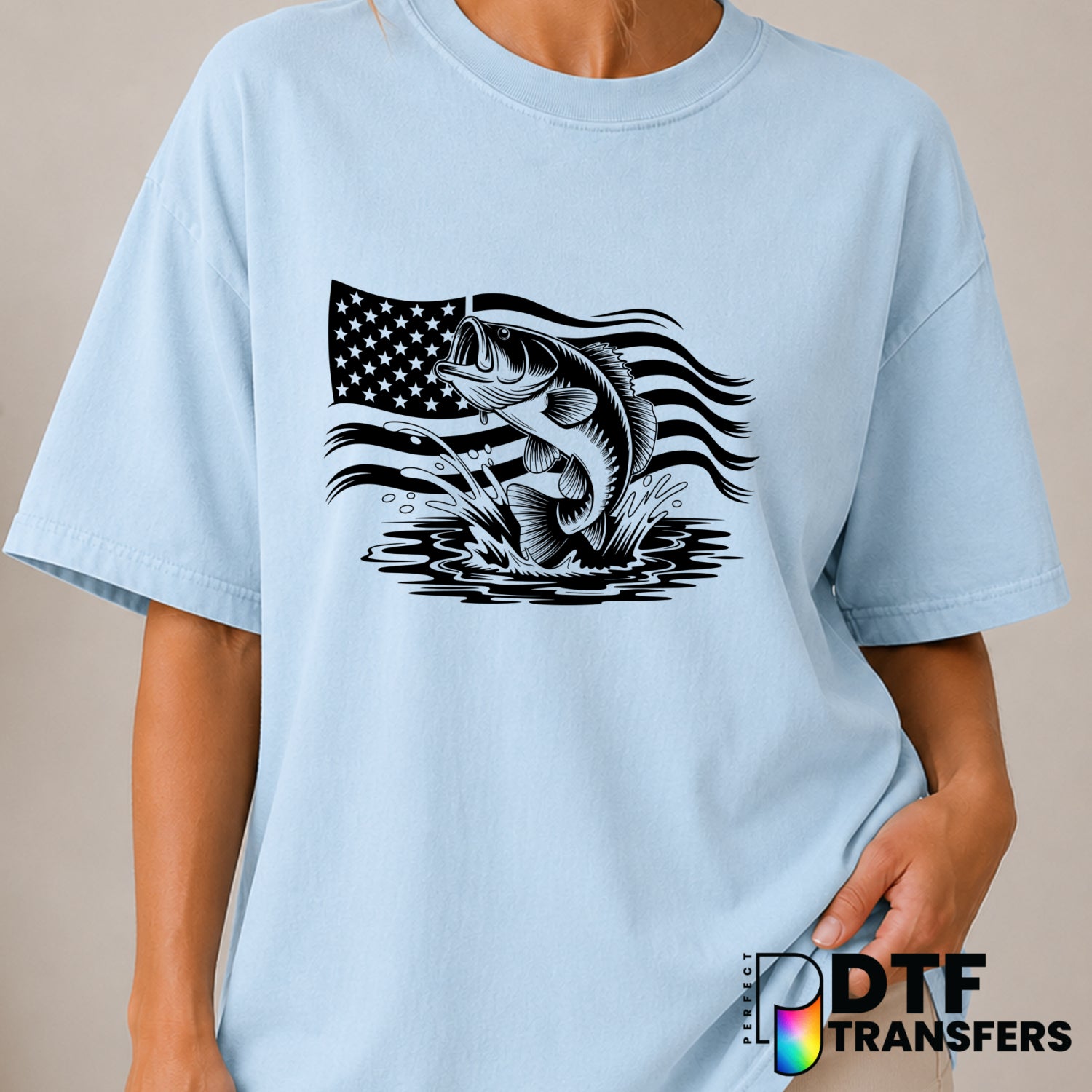 Jumping Black Bass – Fishing DTF Transfer (view 2 of 2) – by Perfect DTF Transfers – Premade DTF Transfers – Fishing, Outdoor