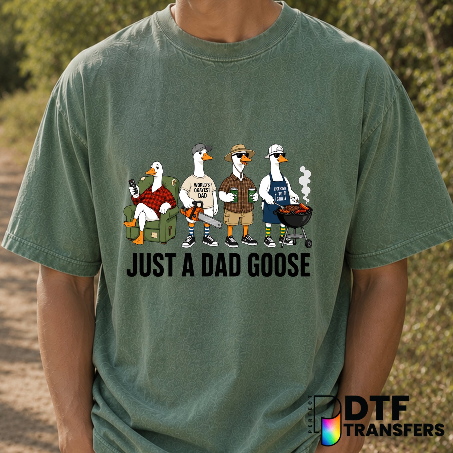 JUST A DAD trying not to ruffle any feathers – Father's Day DTF Transfer (view 1 of 2) – by Perfect DTF Transfers – Premad...
