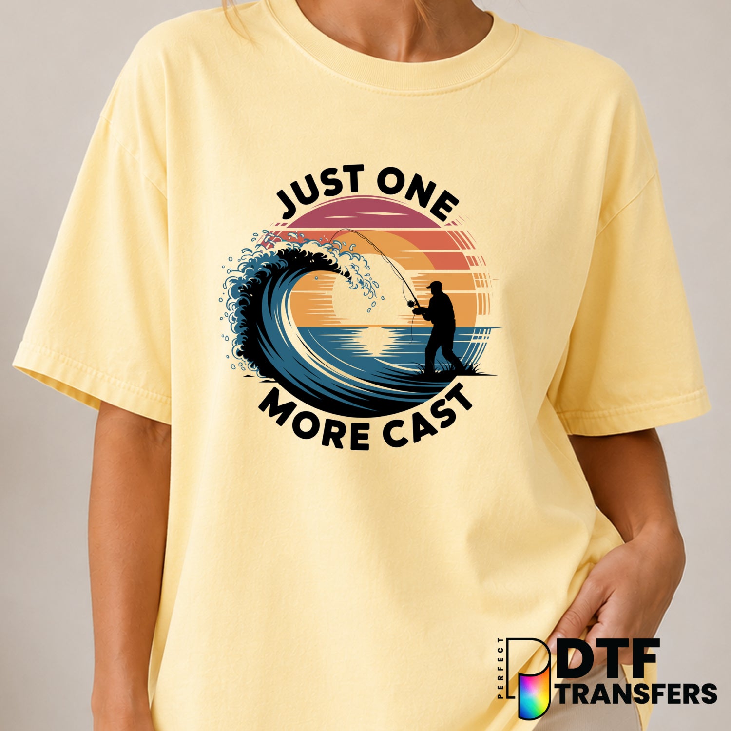 Just One More Cast – Fishing DTF Transfer (view 2 of 2) – by Perfect DTF Transfers – Premade DTF Transfers – Fishing, Outdoor