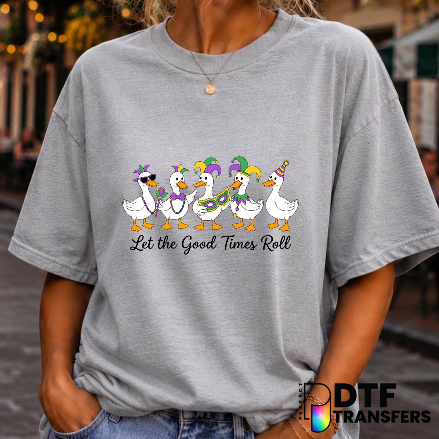Let the Good Times Roll Silly Goose Mardi Gras – DTF Transfer (view 2 of 2) – by Perfect DTF Transfers – Premade DTF Trans...