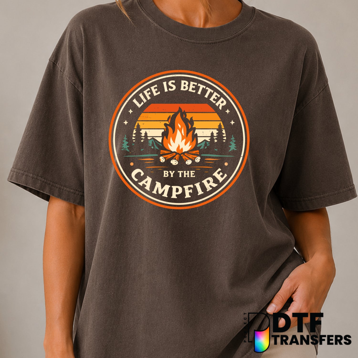 Life Is Better At The Camp Fire – Camping DTF Transfer (view 1 of 2) – by Perfect DTF Transfers – Premade DTF Transfers –...