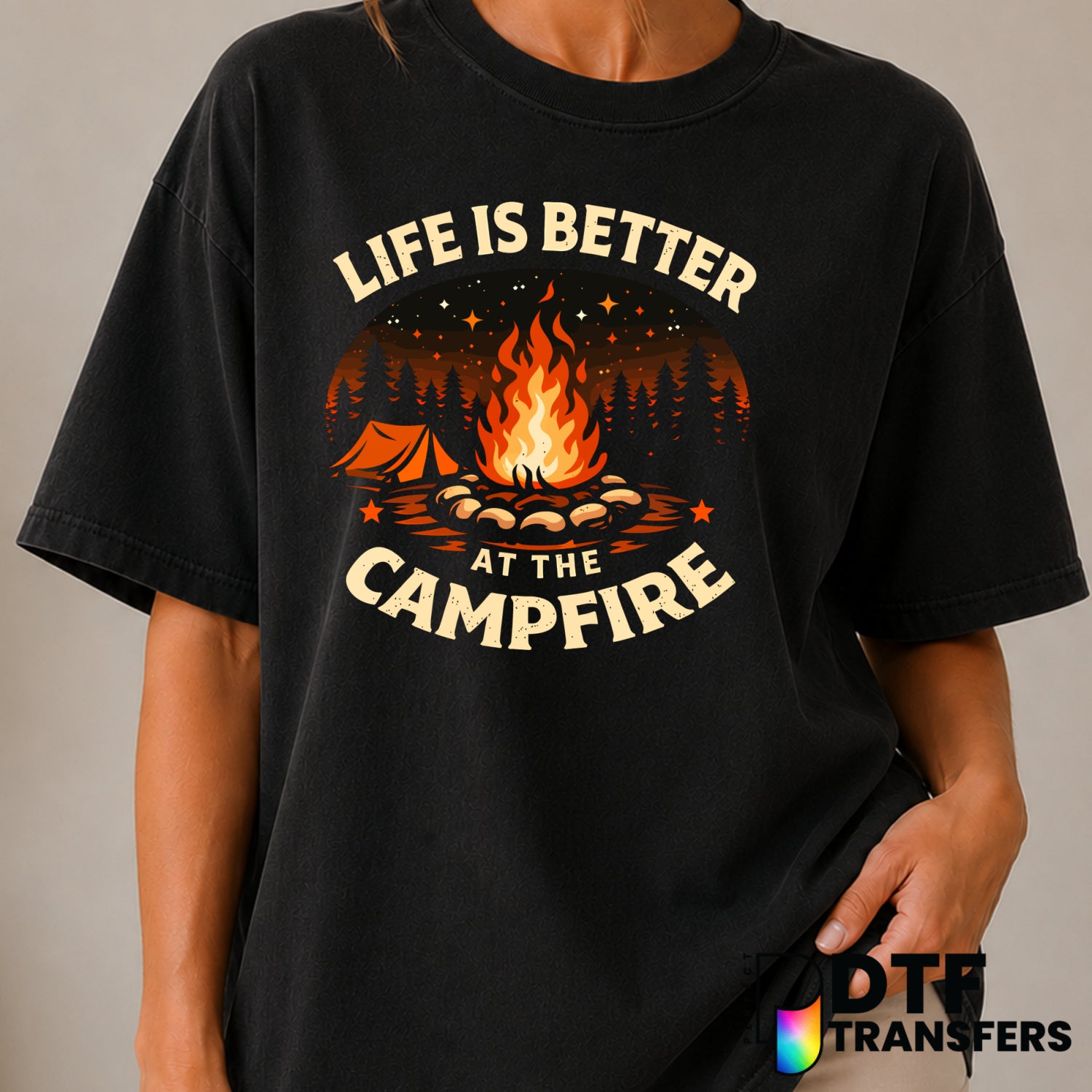Life Is Better At The Camp Fire – Camping DTF Transfer (view 1 of 2) – by Perfect DTF Transfers – Premade DTF Transfers –...