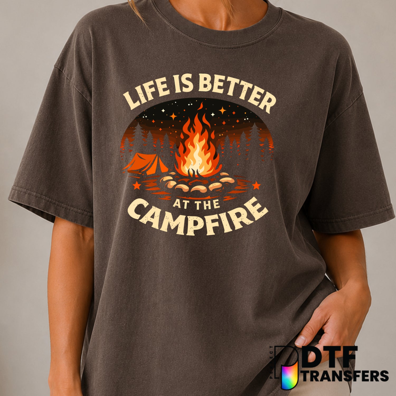 Life Is Better At The Camp Fire – Camping DTF Transfer (view 2 of 2) – by Perfect DTF Transfers – Premade DTF Transfers –...