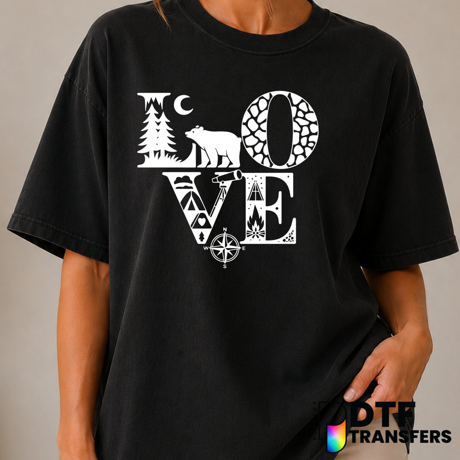 LOVE CAMPING – Camping DTF Transfer (view 2 of 2) – by Perfect DTF Transfers – Premade DTF Transfers – Camping, Outdoor