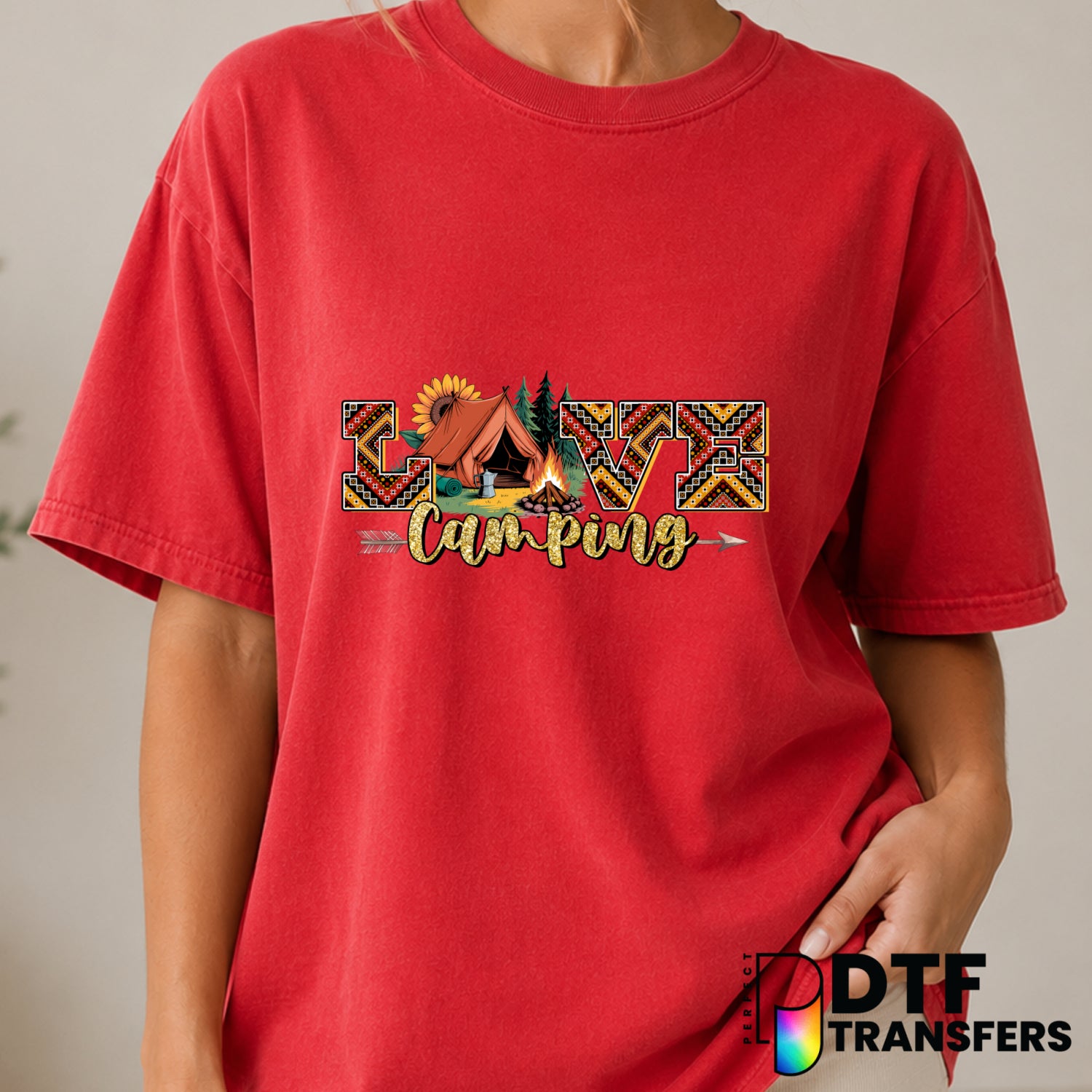 LOVE Camping – Camping DTF Transfer (view 2 of 2) – by Perfect DTF Transfers – Premade DTF Transfers – Camping, Outdoor