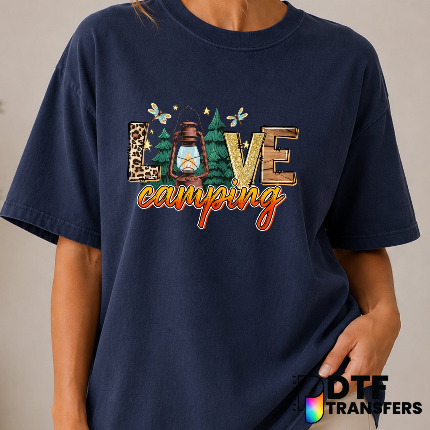 Love Camping Fire Flies – Camping DTF Transfer (view 1 of 2) – by Perfect DTF Transfers – Premade DTF Transfers – Camping,...