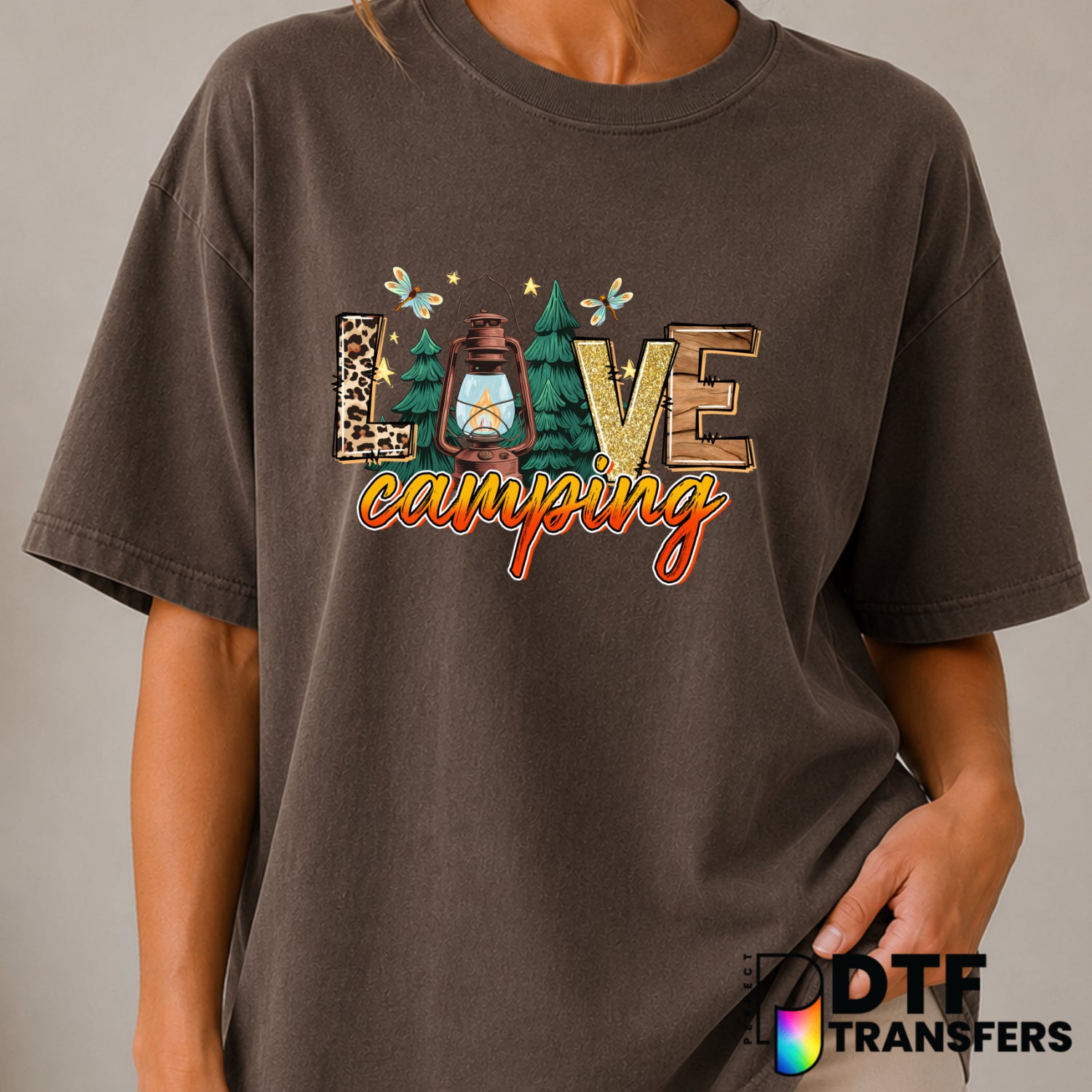 Love Camping Fire Flies – Camping DTF Transfer (view 2 of 2) – by Perfect DTF Transfers – Premade DTF Transfers – Camping,...