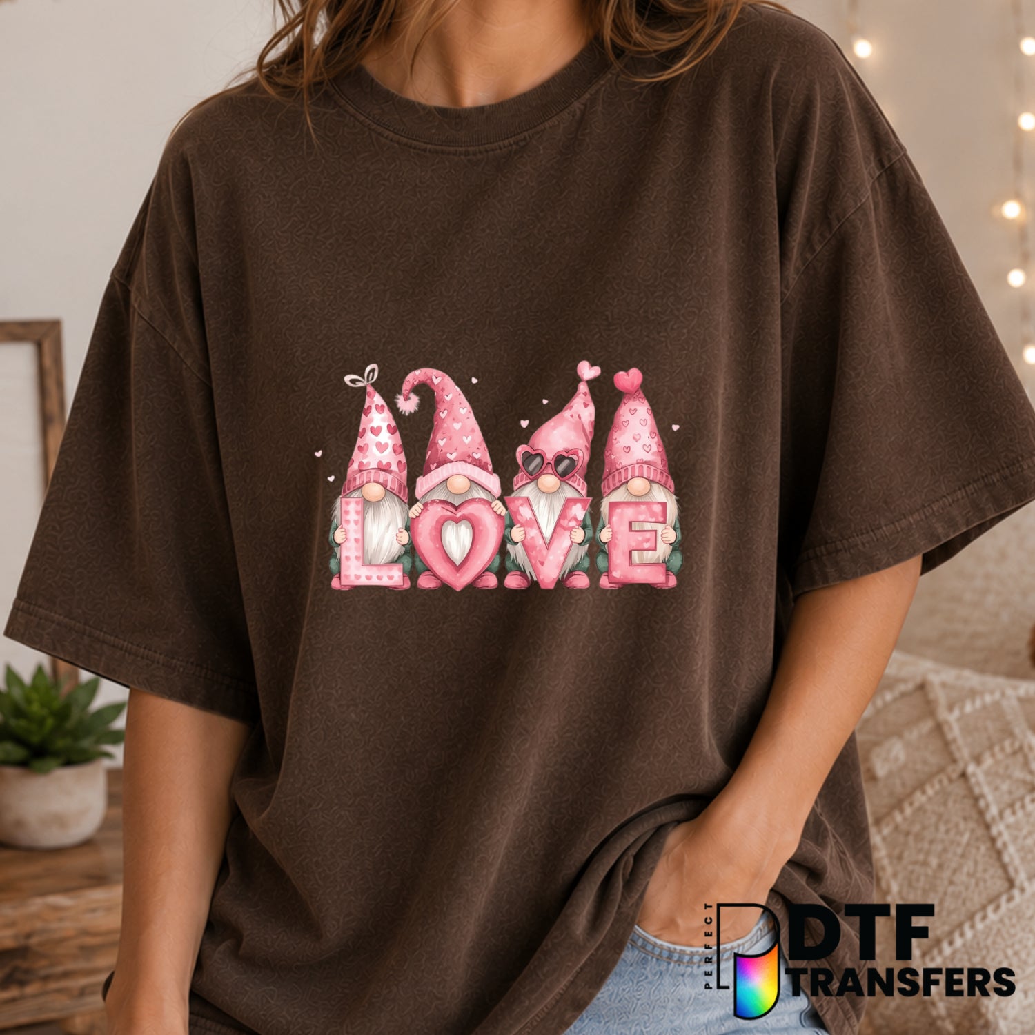 Love Gnomes Stacked – Valentine's Day DTF Transfer (view 1 of 2) – by Perfect DTF Transfers – Premade DTF Transfers – Vale...