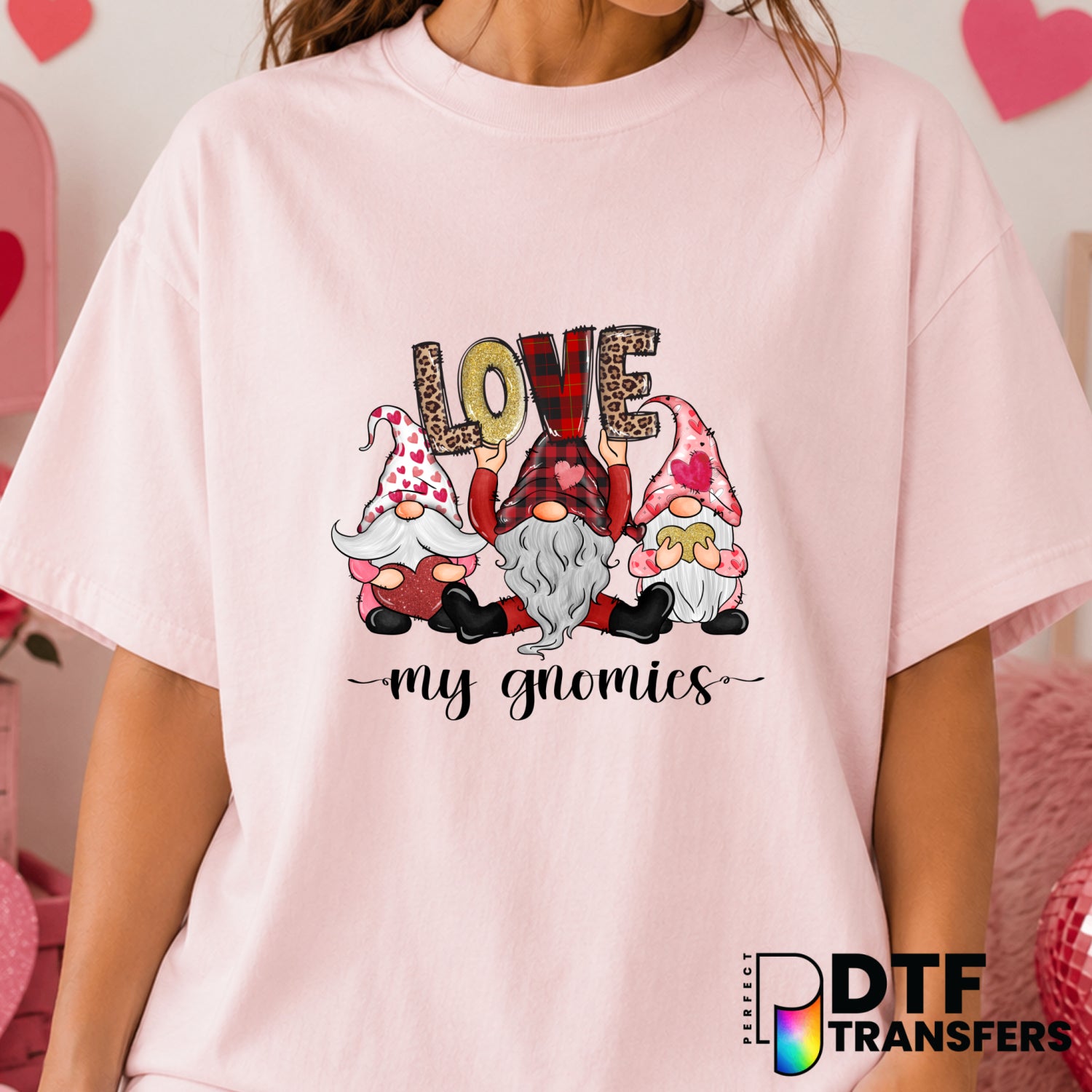 Love My Gnomies – Valentine's Day DTF Transfer (view 1 of 2) – by Perfect DTF Transfers – Premade DTF Transfers – Valentin...