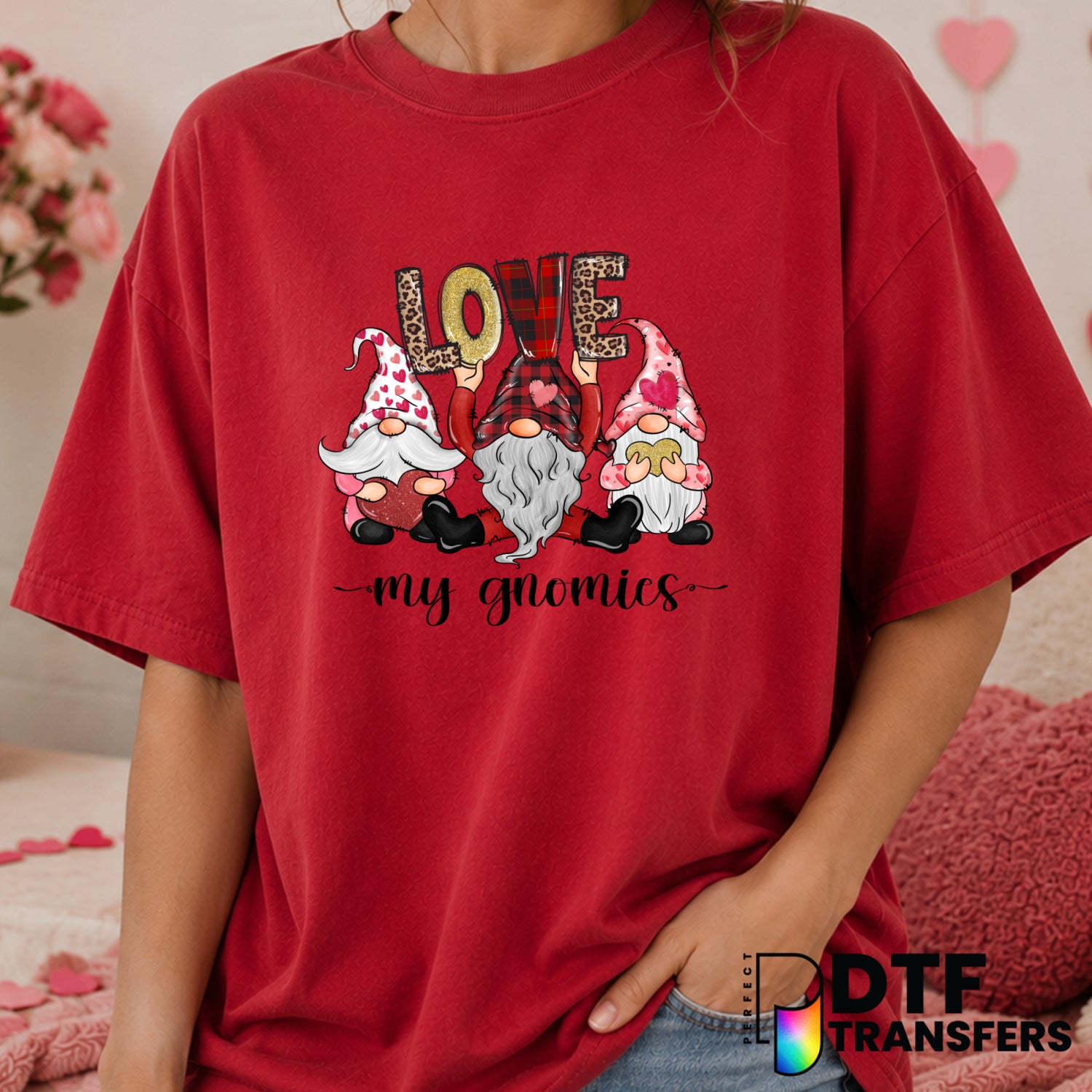 Love My Gnomies – Valentine's Day DTF Transfer (view 2 of 2) – by Perfect DTF Transfers – Premade DTF Transfers – Valentin...