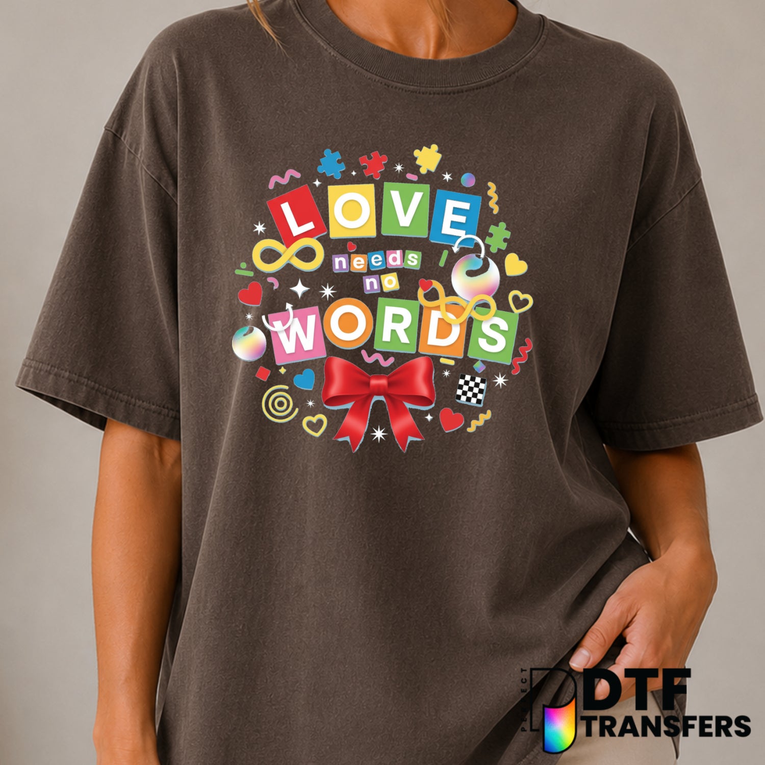 Love Needs No Words – Autism Awareness DTF Transfer (view 1 of 2) – by Perfect DTF Transfers – Premade DTF Transfers – Aut...
