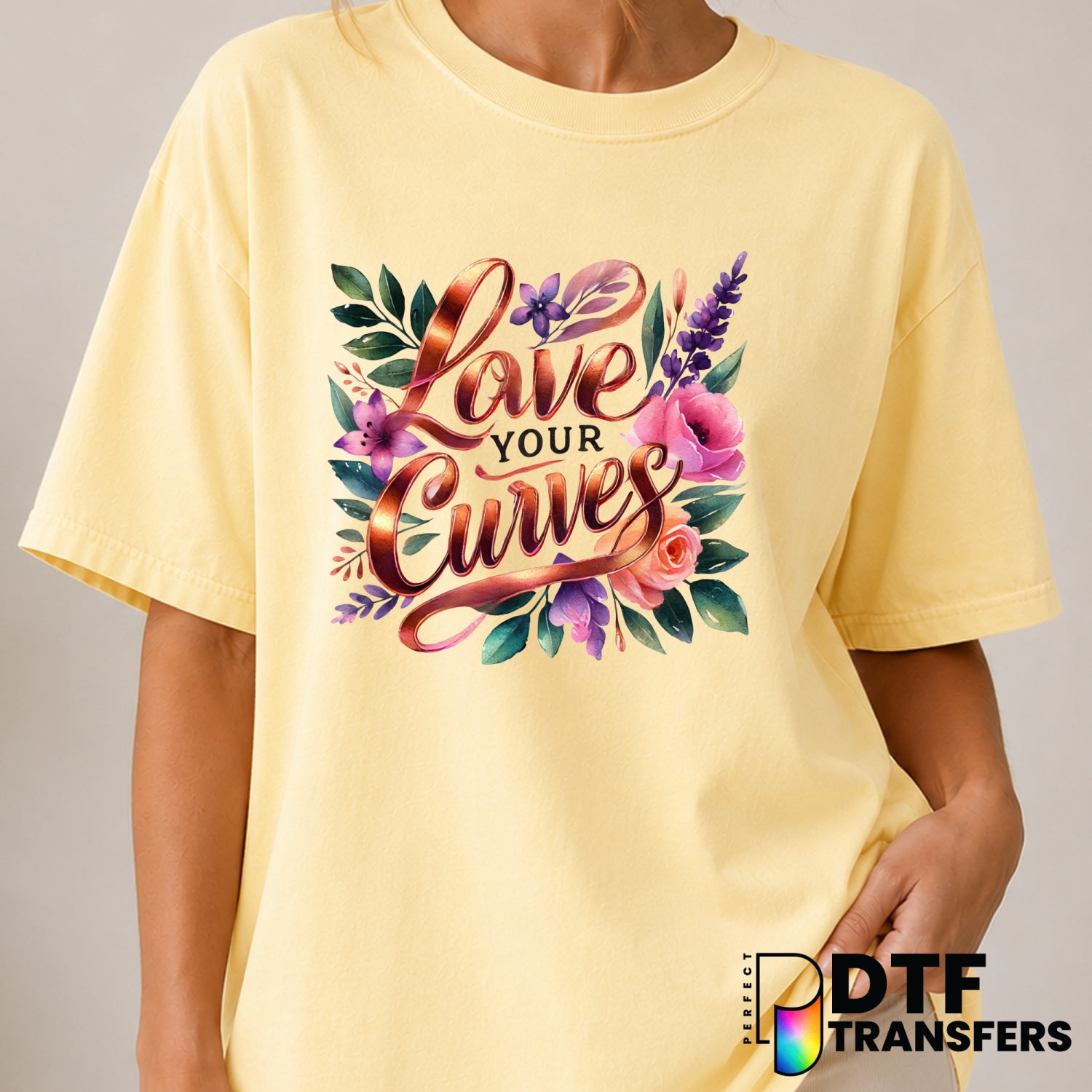 Love Your Curves – Women Empowerment DTF Transfer (view 1 of 2) – by Perfect DTF Transfers – Premade DTF Transfers – Women...