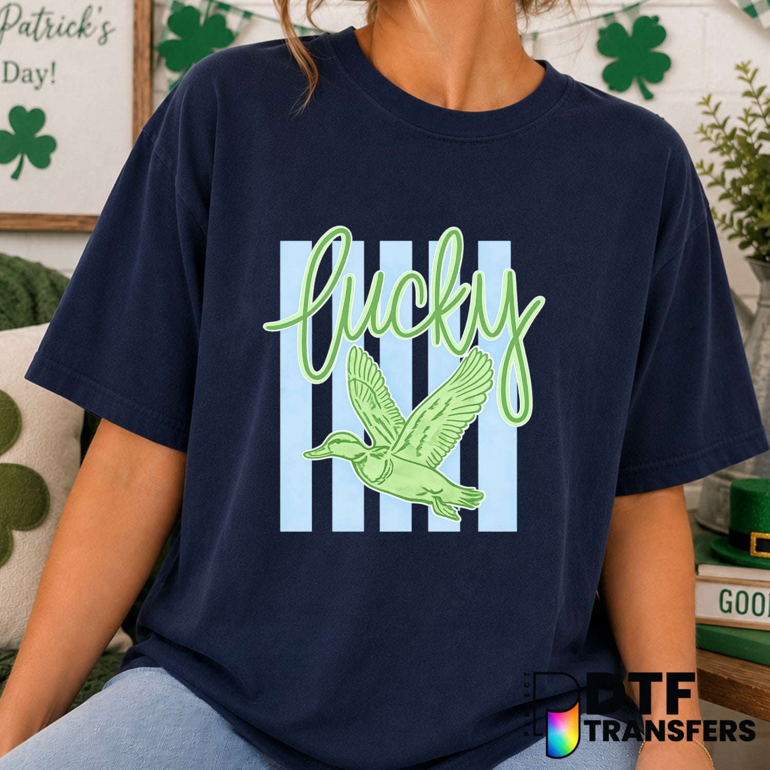 Lucky Duck Coastal Preppy St. Patrick's Day – DTF Transfer (view 2 of 2) – by Perfect DTF Transfers – Premade DTF Transfer...