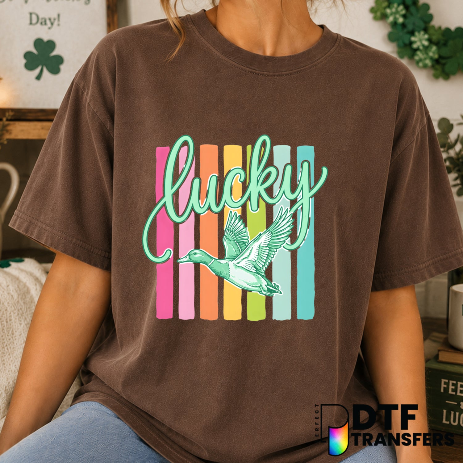 LUCKY DUCK – St. Patrick's Day DTF Transfer (view 2 of 2) – by Perfect DTF Transfers – Premade DTF Transfers – St. Patrick...