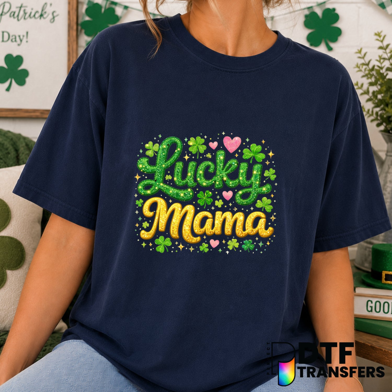 LUCKY MAMA – St. Patrick's Day DTF Transfer (view 1 of 2) – by Perfect DTF Transfers – Premade DTF Transfers – St. Patrick...