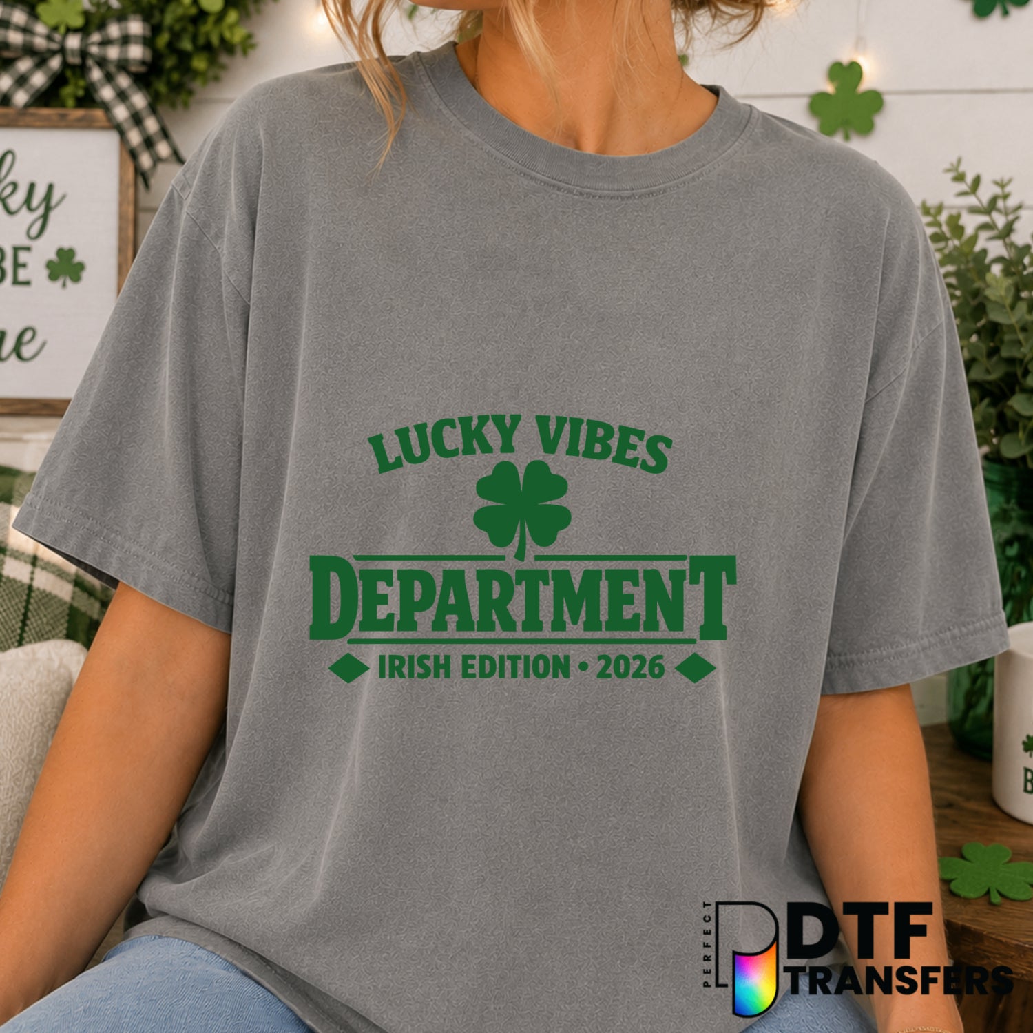 Lucky Vibes Department Irish St. Patrick's Day – DTF Transfer (view 1 of 2) – by Perfect DTF Transfers – Premade DTF Trans...