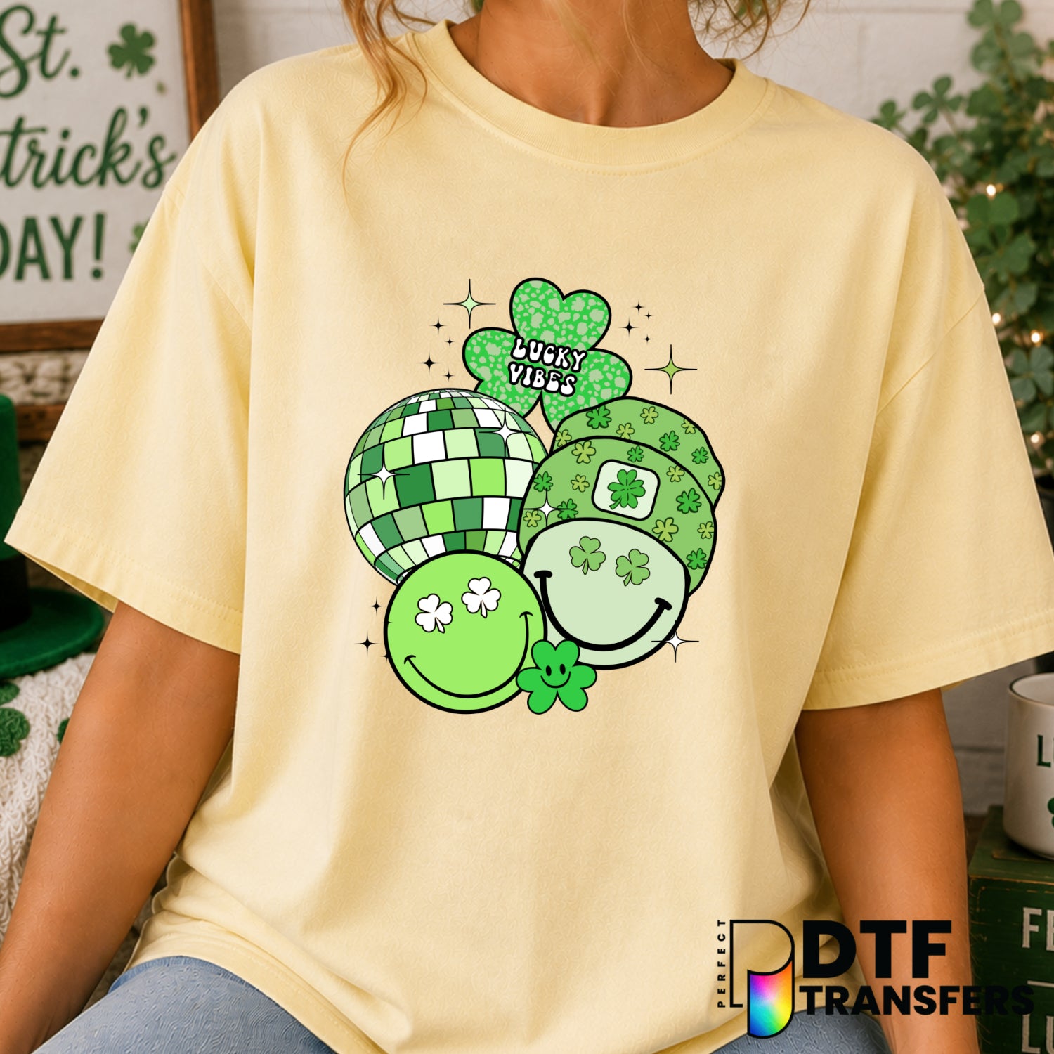 Lucky Vibes St. Patrick's Day – DTF Transfer (view 1 of 2) – by Perfect DTF Transfers – Premade DTF Transfers – St. Patric...