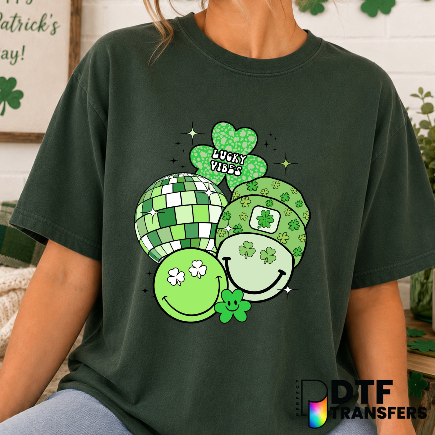 Lucky Vibes St. Patrick's Day – DTF Transfer (view 2 of 2) – by Perfect DTF Transfers – Premade DTF Transfers – St. Patric...