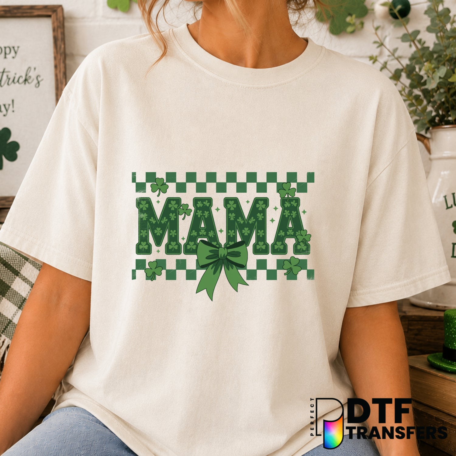 Mama Coquette Checkered Varsity Grunge St. Patrick's Day – DTF Transfer (view 1 of 2) – by Perfect DTF Transfers – Premade...